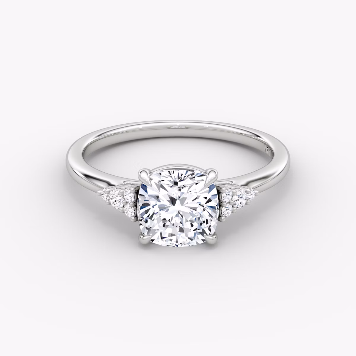 The Side Cluster Cathedral | Cushion | Platinum | bandAccent: Plain | diamondOrientation: vertical | caratWeight: other
