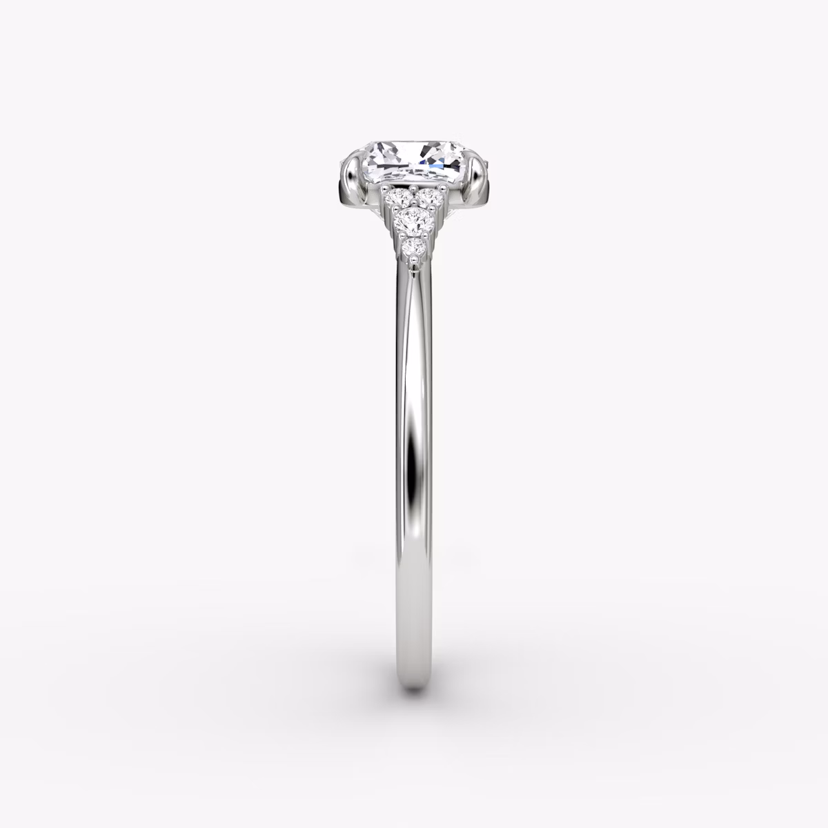 The Side Cluster Cathedral | Cushion | Platinum | bandAccent: Plain | diamondOrientation: vertical | caratWeight: other