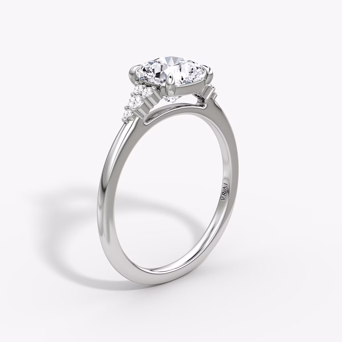 The Side Cluster Cathedral | Cushion | Platinum | bandAccent: Plain | diamondOrientation: vertical | caratWeight: other