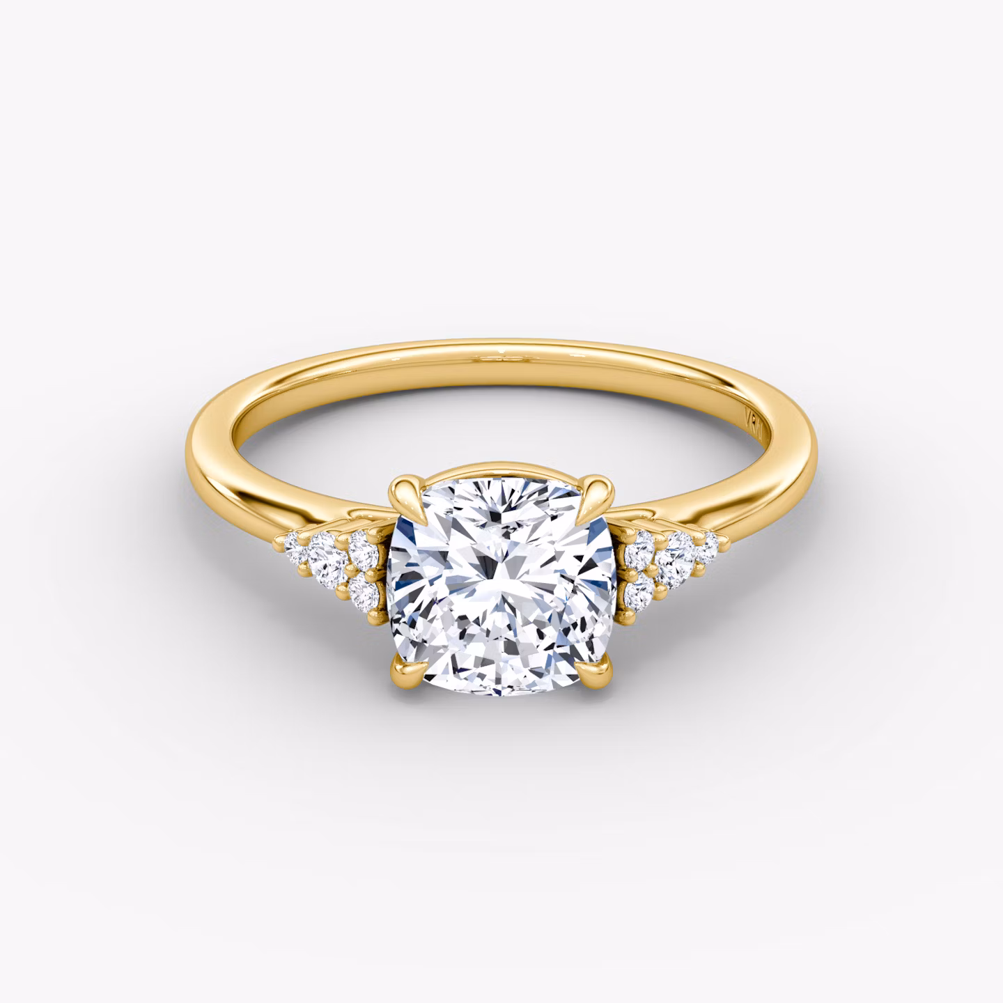 The Side Cluster Cathedral Cushion | Yellow Gold