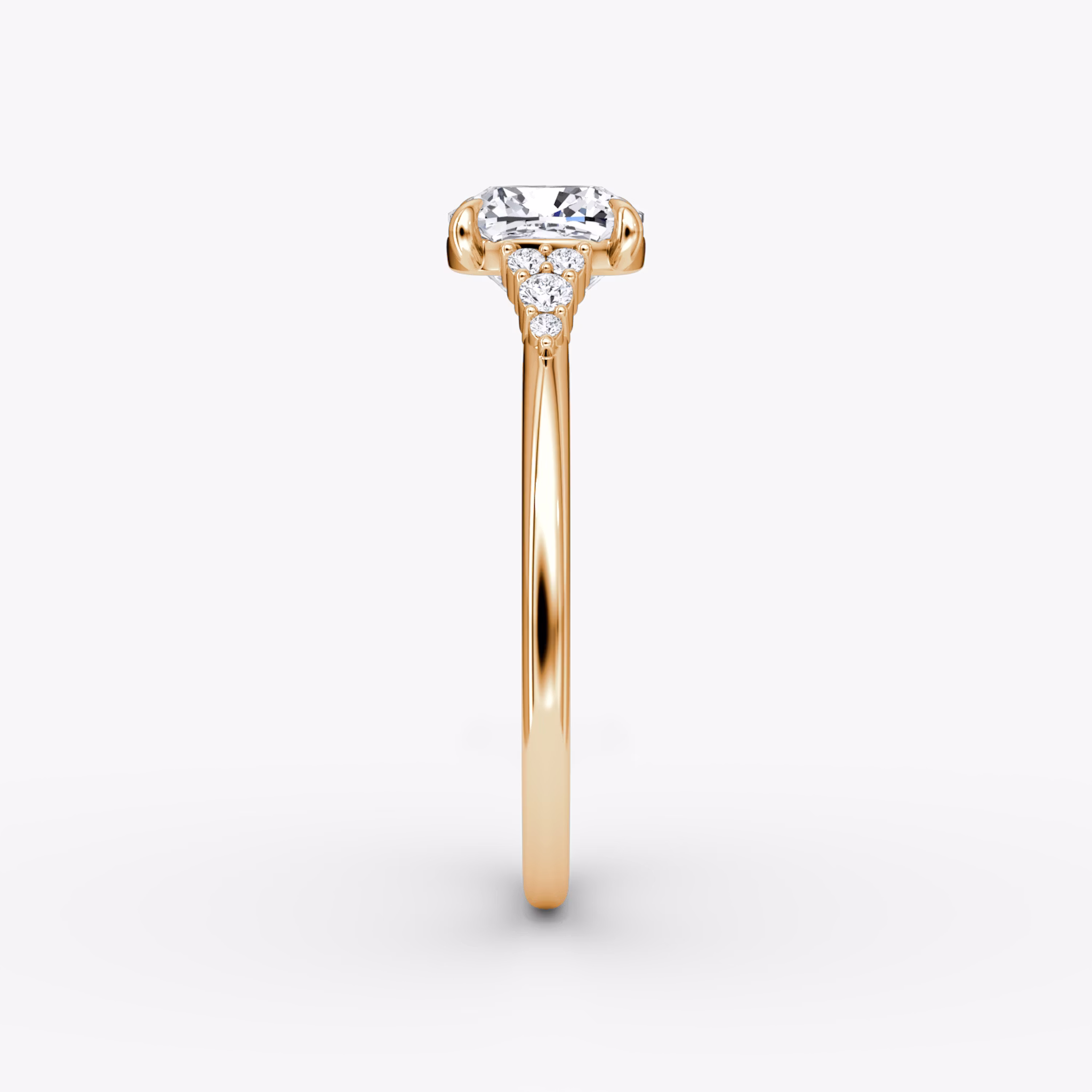 Side Cluster Cathedral | Cushion | 14k | Roségold | bandAccent: Ohne Pavé-Besatz | diamondOrientation: vertical | caratWeight: other