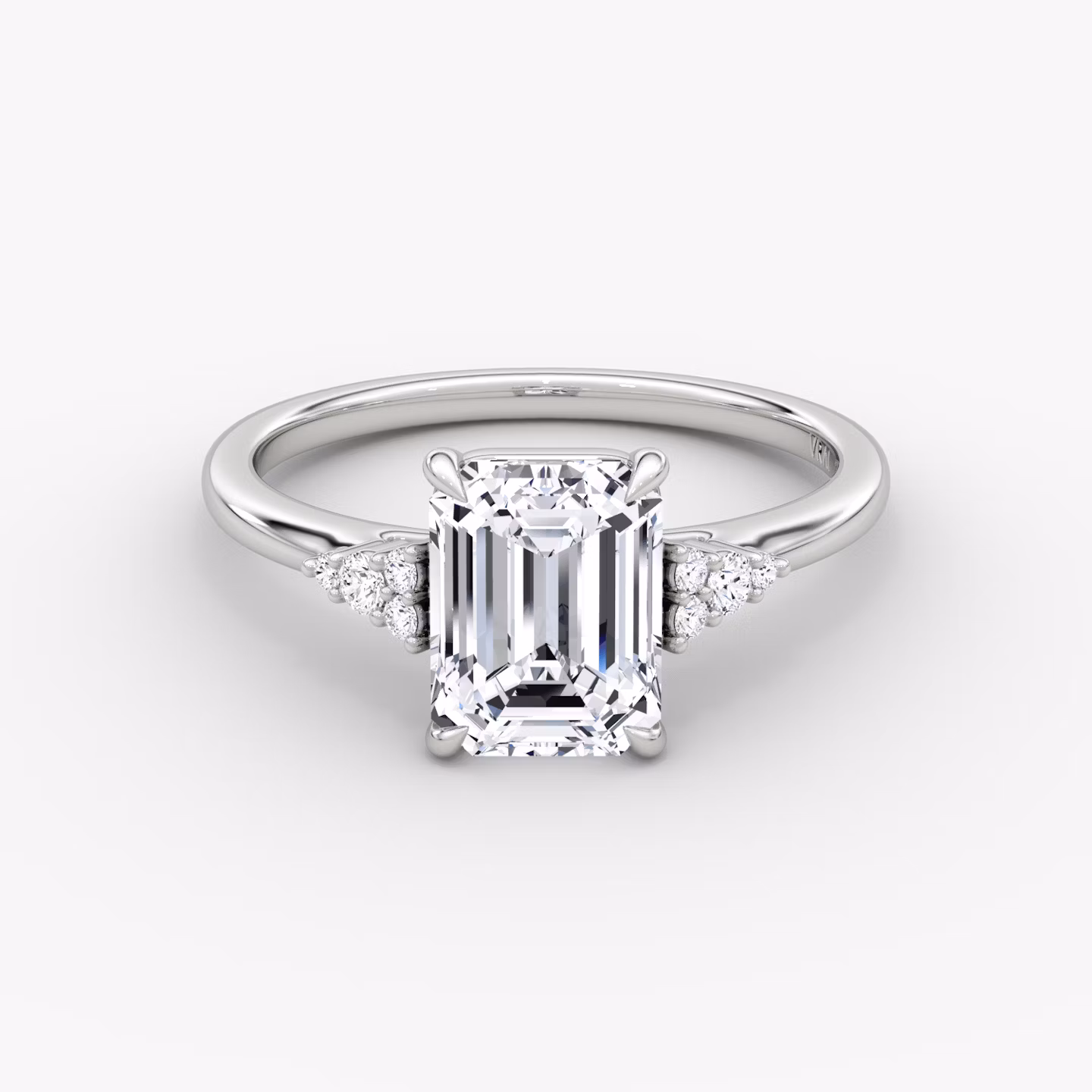 The Side Cluster Cathedral | Emerald | Platinum | bandAccent: Plain | diamondOrientation: vertical | caratWeight: other