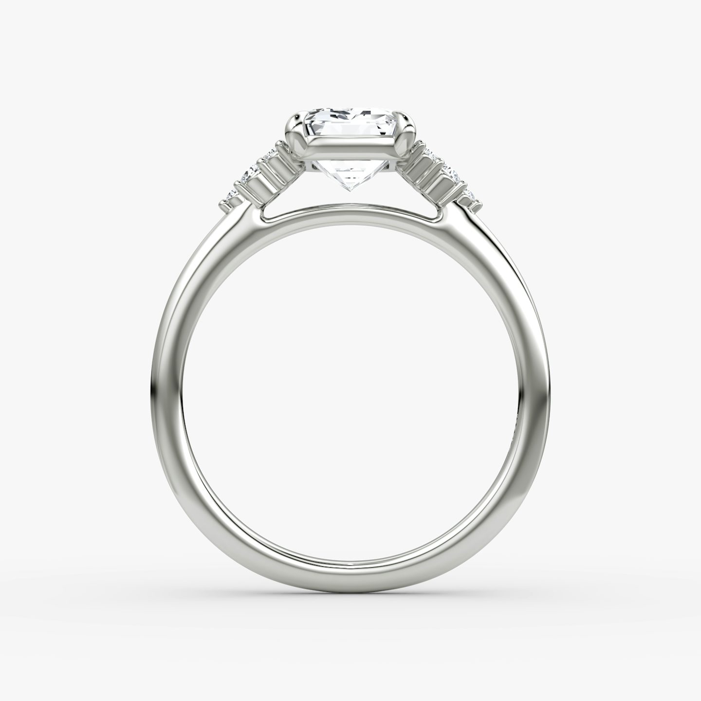The Side Cluster Cathedral | Emerald | Platinum | bandAccent: Plain | diamondOrientation: vertical | caratWeight: other