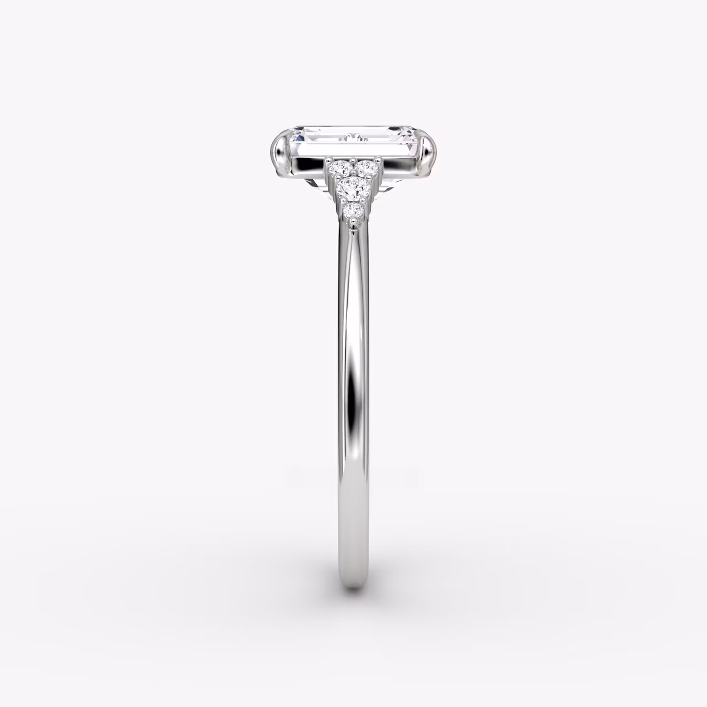 The Side Cluster Cathedral | Emerald | Platinum | bandAccent: Plain | diamondOrientation: vertical | caratWeight: other