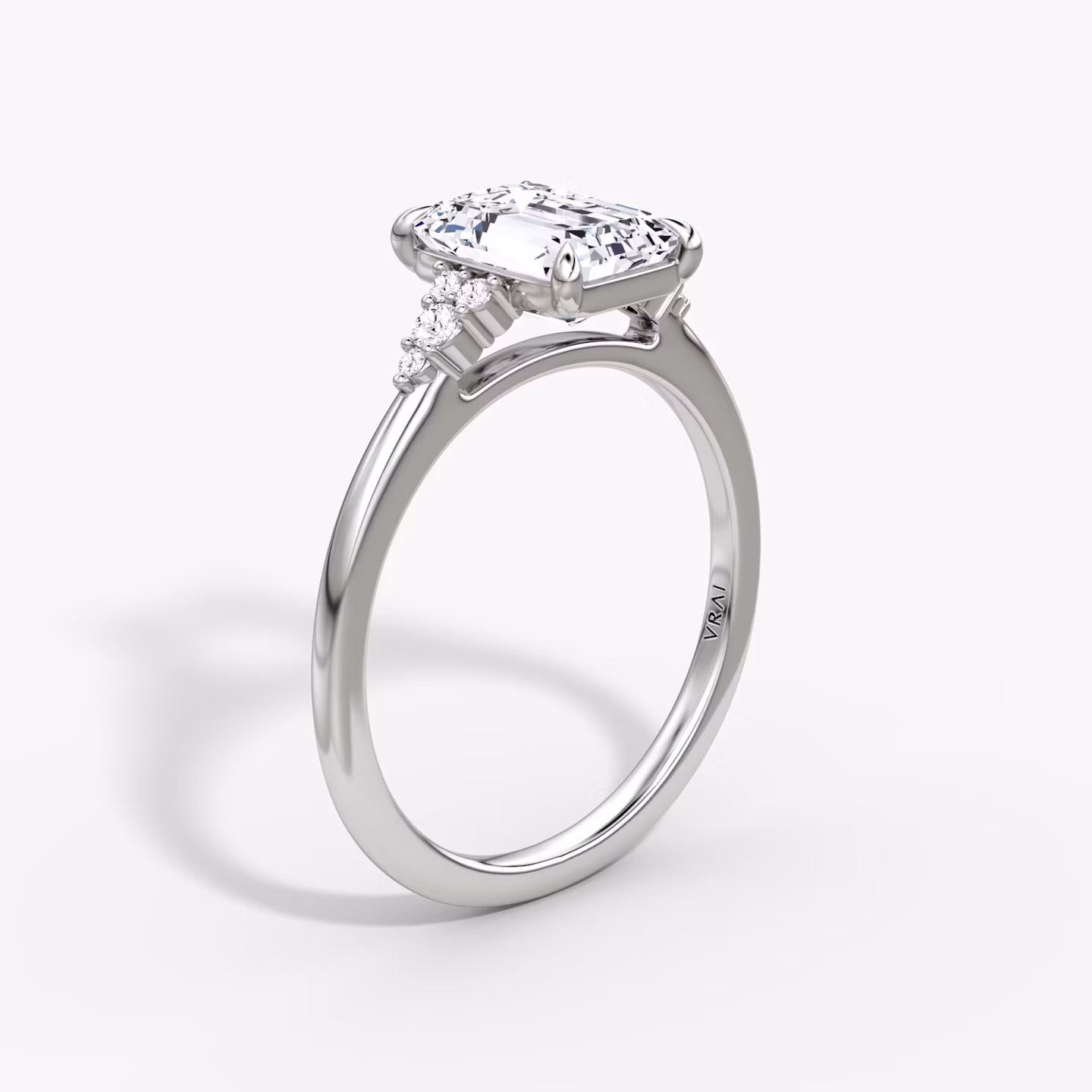 The Side Cluster Cathedral | Emerald | Platinum | bandAccent: Plain | diamondOrientation: vertical | caratWeight: other