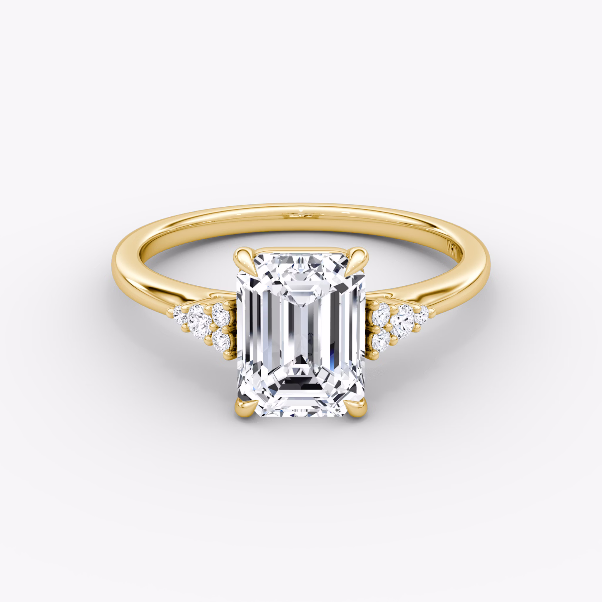 The Side Cluster Cathedral | Emerald | 18k | Yellow Gold | bandAccent: Plain | diamondOrientation: vertical | caratWeight: other