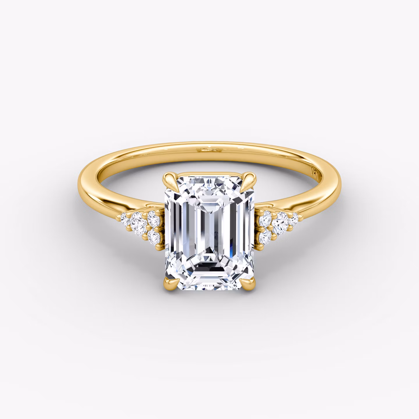 The Side Cluster Cathedral Emerald | Yellow Gold