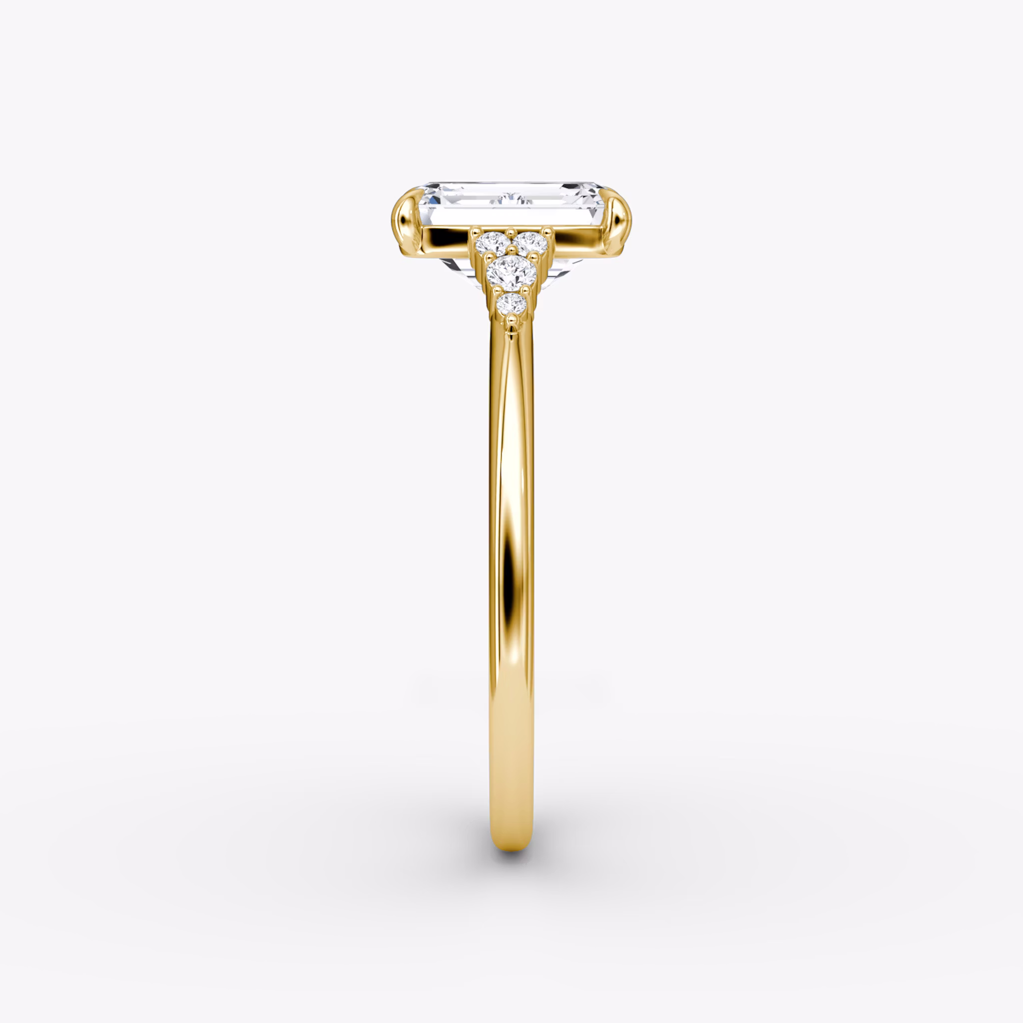 The Side Cluster Cathedral | Emerald | 18k | Yellow Gold | bandAccent: Plain | diamondOrientation: vertical | caratWeight: other