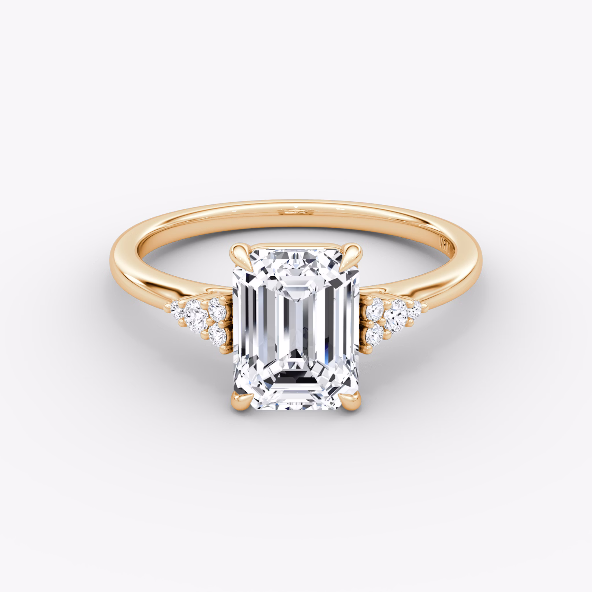 The Side Cluster Cathedral | Emerald | 14k | Rose Gold | bandAccent: Plain | diamondOrientation: vertical | caratWeight: other