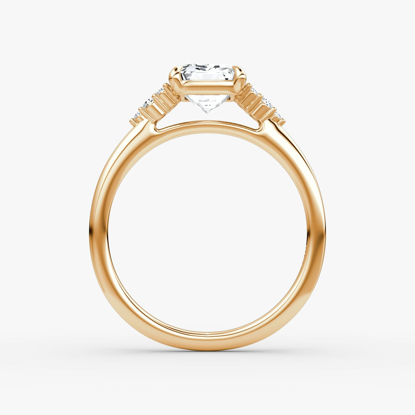 The Side Cluster Cathedral | Emerald | 14k | Rose Gold | bandAccent: Plain | diamondOrientation: vertical | caratWeight: other