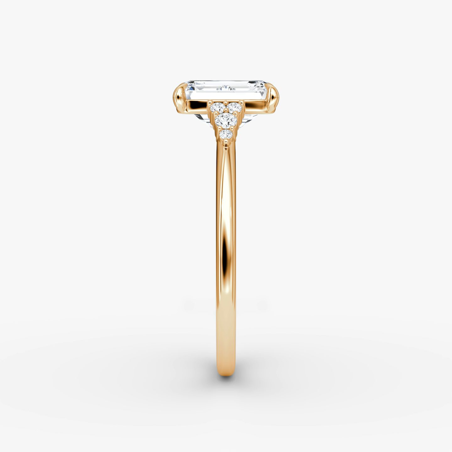 The Side Cluster Cathedral | Emerald | 14k | Rose Gold | bandAccent: Plain | diamondOrientation: vertical | caratWeight: other