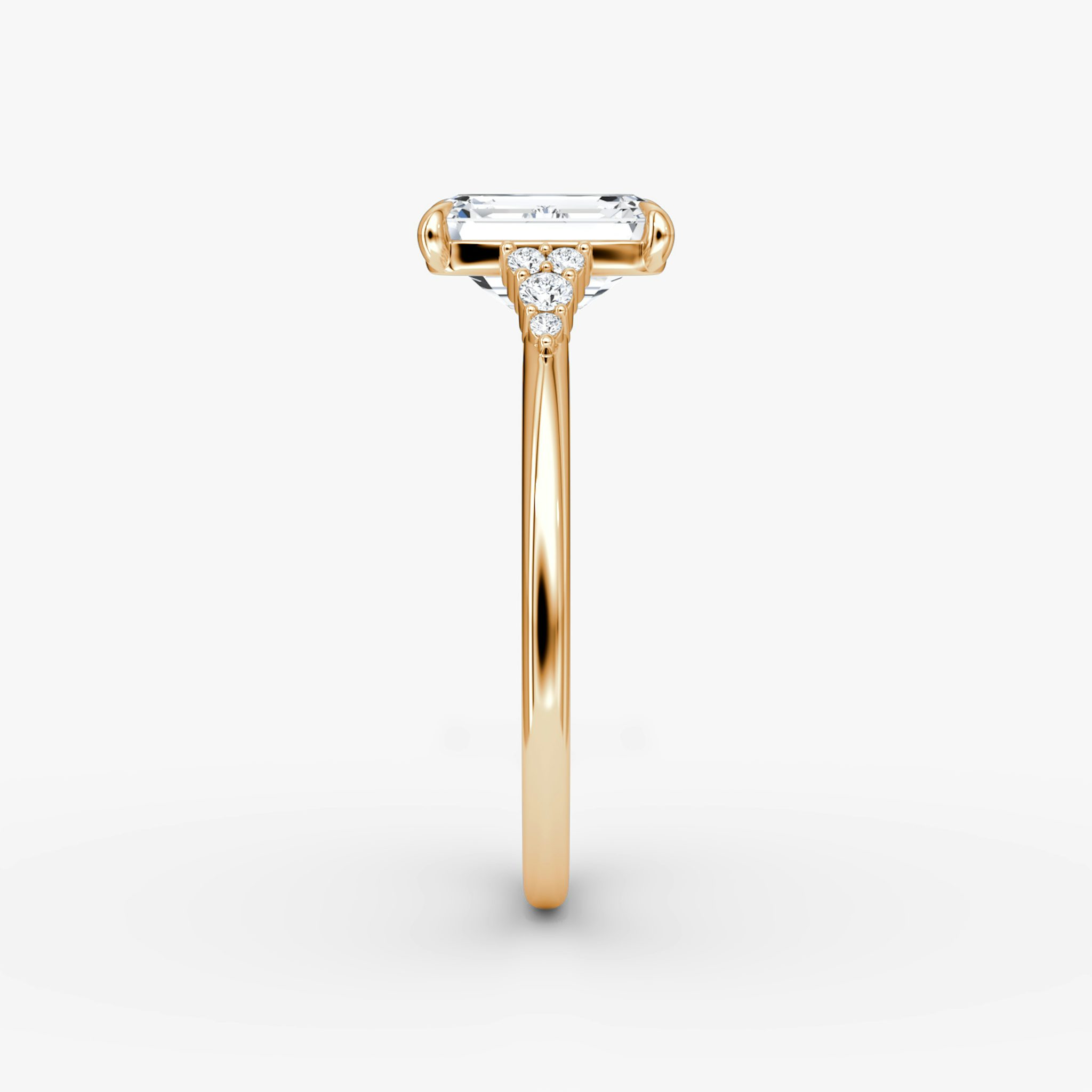 The Side Cluster Cathedral | Emerald | 14k | Rose Gold | bandAccent: Plain | diamondOrientation: vertical | caratWeight: other