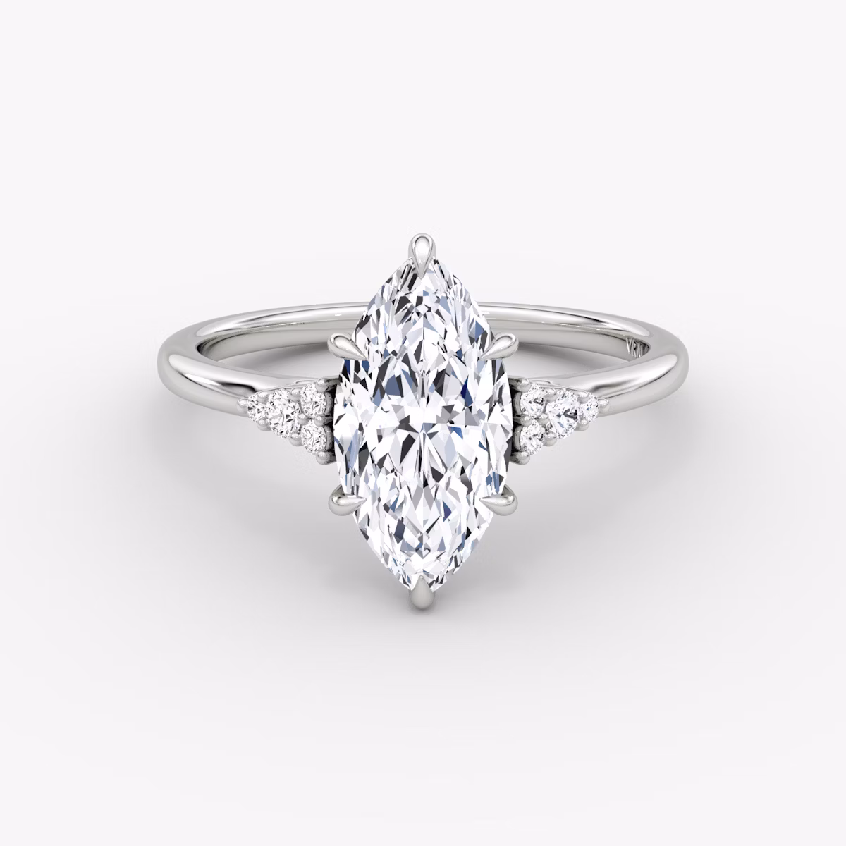 Anillo de compromiso Side Cluster Cathedral | Marquise | 18k | Oro blanco | bandAccent: Simple | diamondOrientation: vertical | caratWeight: other
