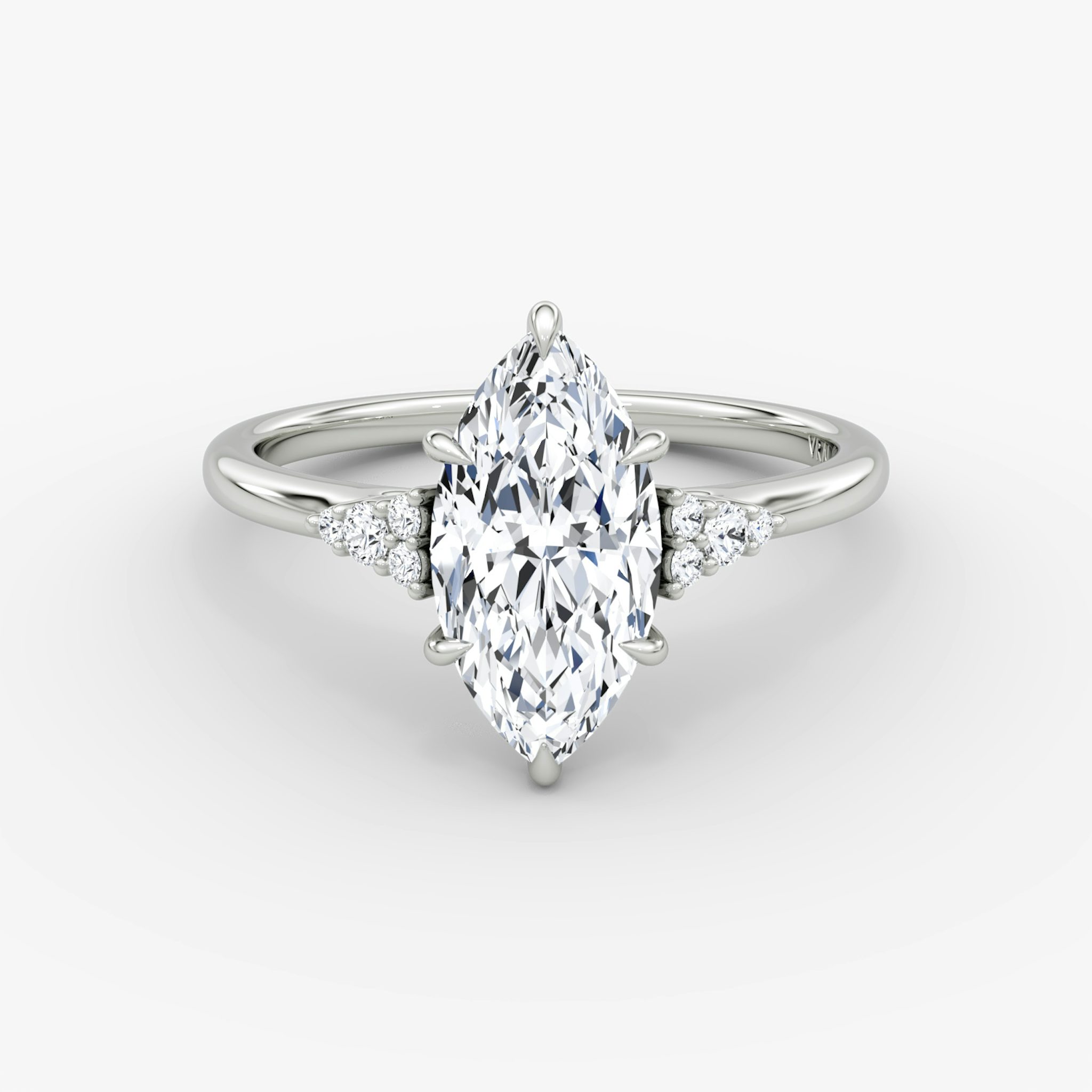 The Side Cluster Cathedral | Marquise | 18k | White Gold | bandAccent: Plain | diamondOrientation: vertical | caratWeight: other