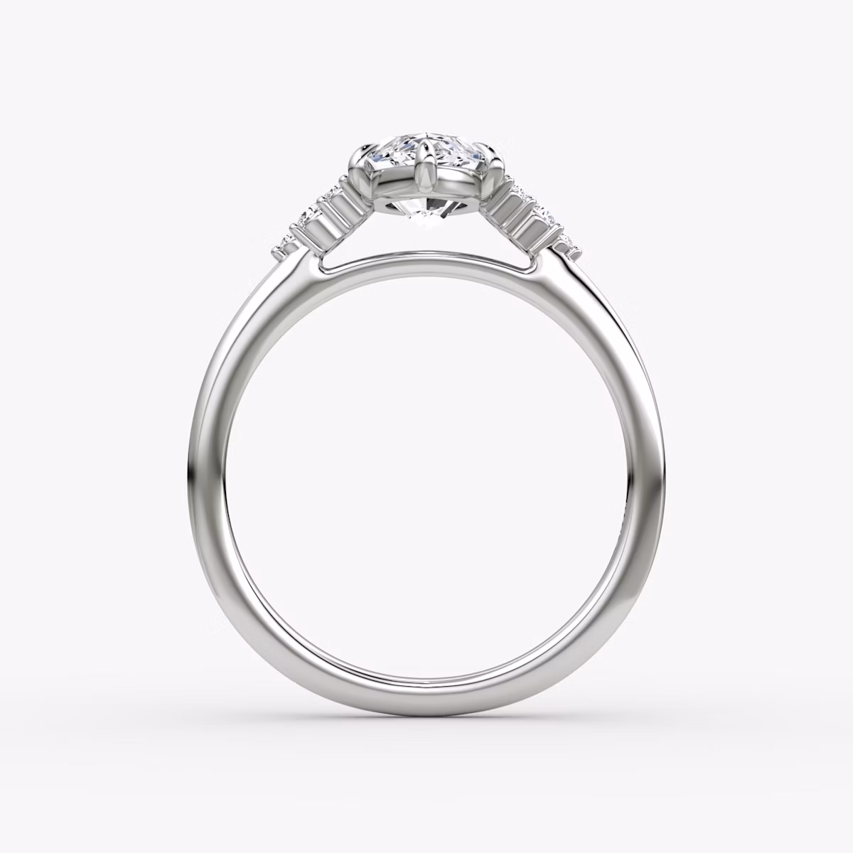 Anillo de compromiso Side Cluster Cathedral | Marquise | 18k | Oro blanco | bandAccent: Simple | diamondOrientation: vertical | caratWeight: other