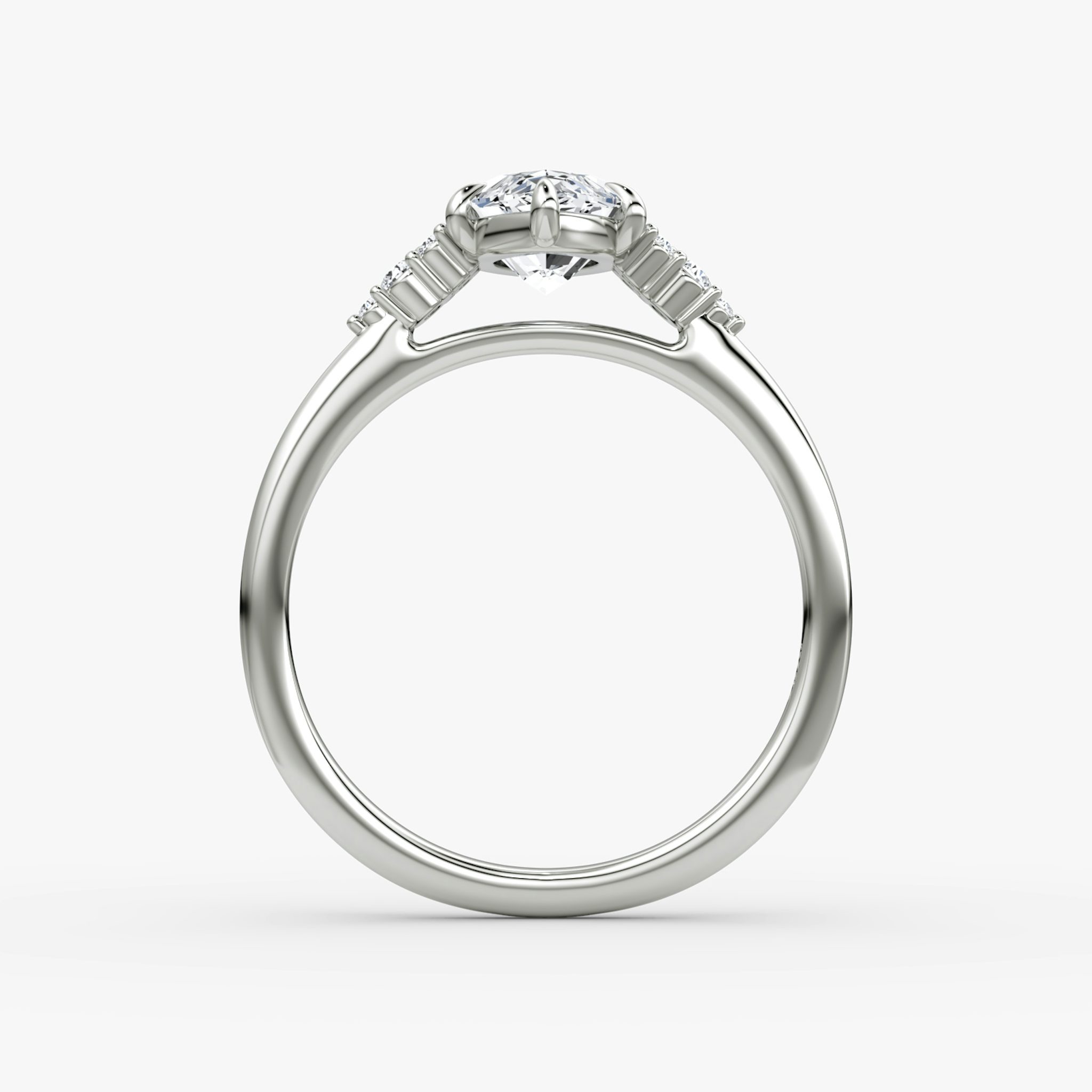 The Side Cluster Cathedral | Marquise | 18k | White Gold | bandAccent: Plain | diamondOrientation: vertical | caratWeight: other