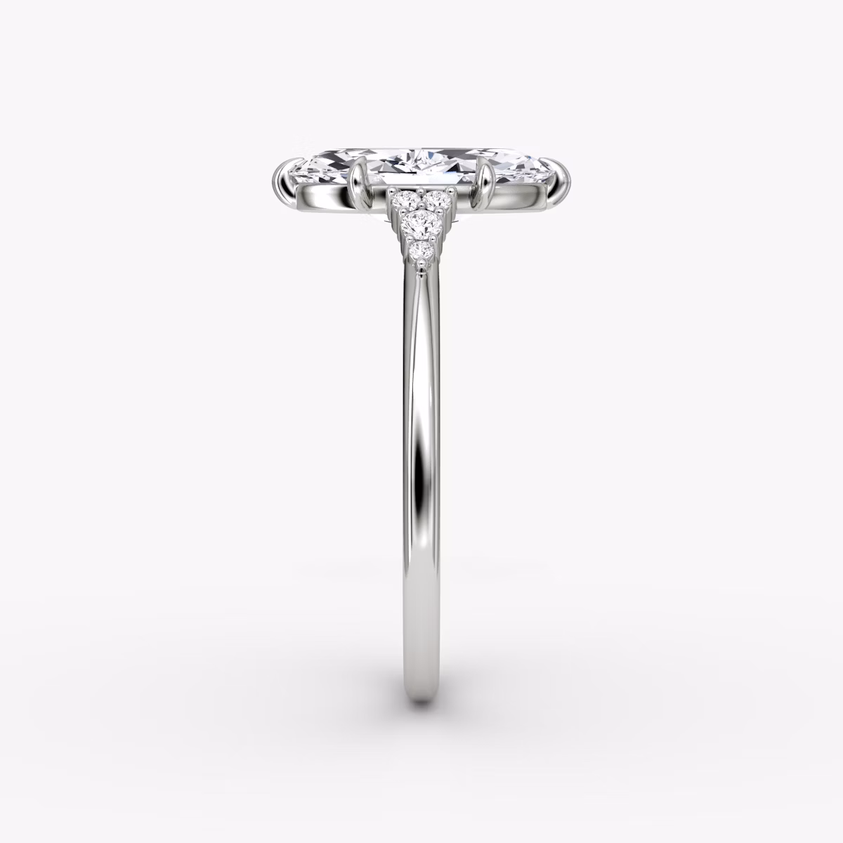 Anillo de compromiso Side Cluster Cathedral | Marquise | 18k | Oro blanco | bandAccent: Simple | diamondOrientation: vertical | caratWeight: other