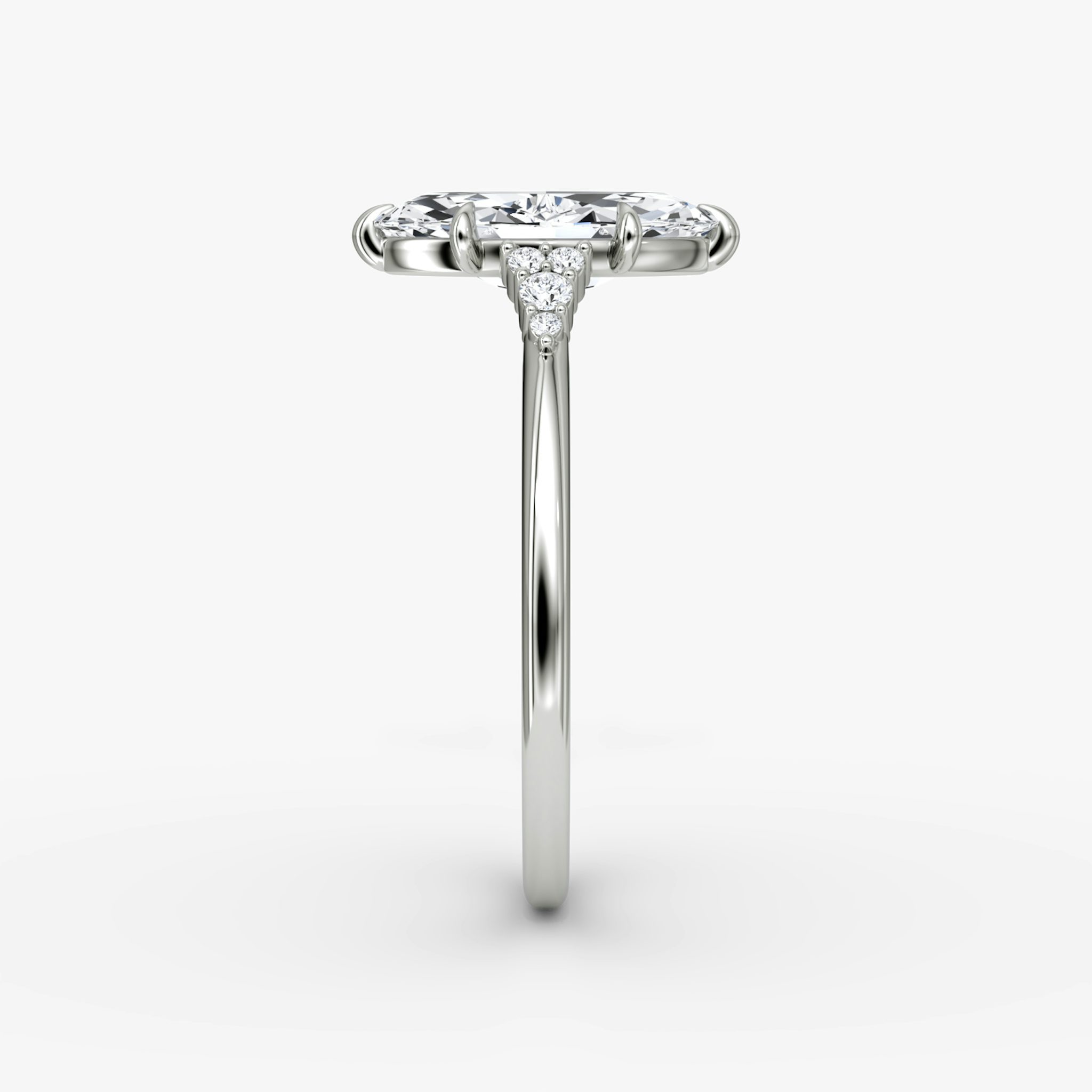 The Side Cluster Cathedral | Marquise | 18k | White Gold | bandAccent: Plain | diamondOrientation: vertical | caratWeight: other
