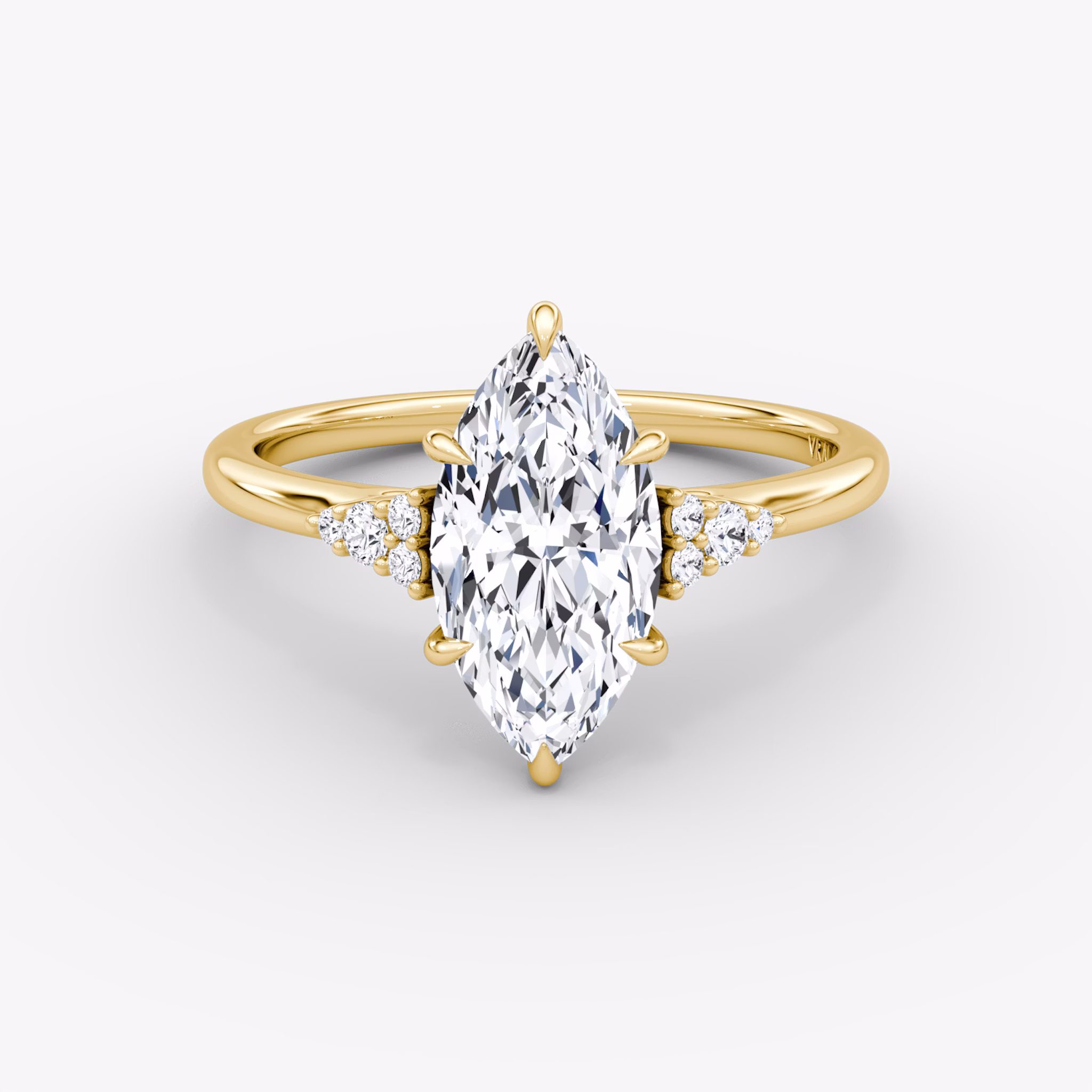 The Side Cluster Cathedral | Marquise | 18k | Yellow Gold | bandAccent: Plain | diamondOrientation: vertical | caratWeight: other