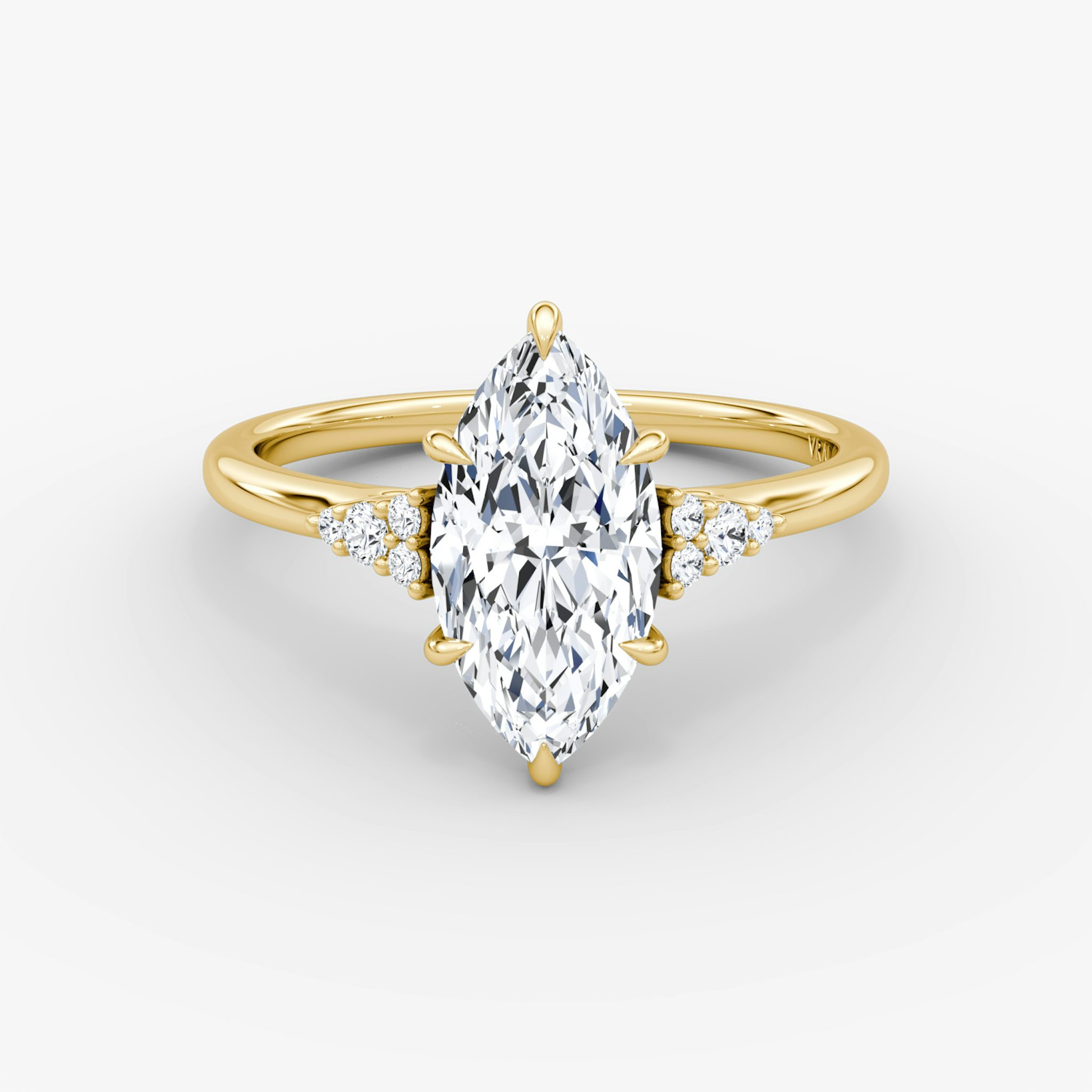 The Side Cluster Cathedral | Marquise | 18k | Yellow Gold | bandAccent: Plain | diamondOrientation: vertical | caratWeight: other