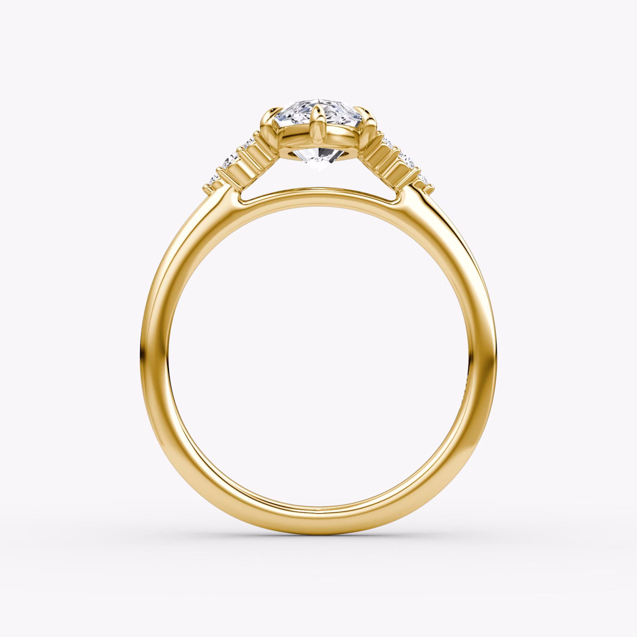 The Side Cluster Cathedral | Marquise | 18k | Yellow Gold | bandAccent: Plain | diamondOrientation: vertical | caratWeight: other