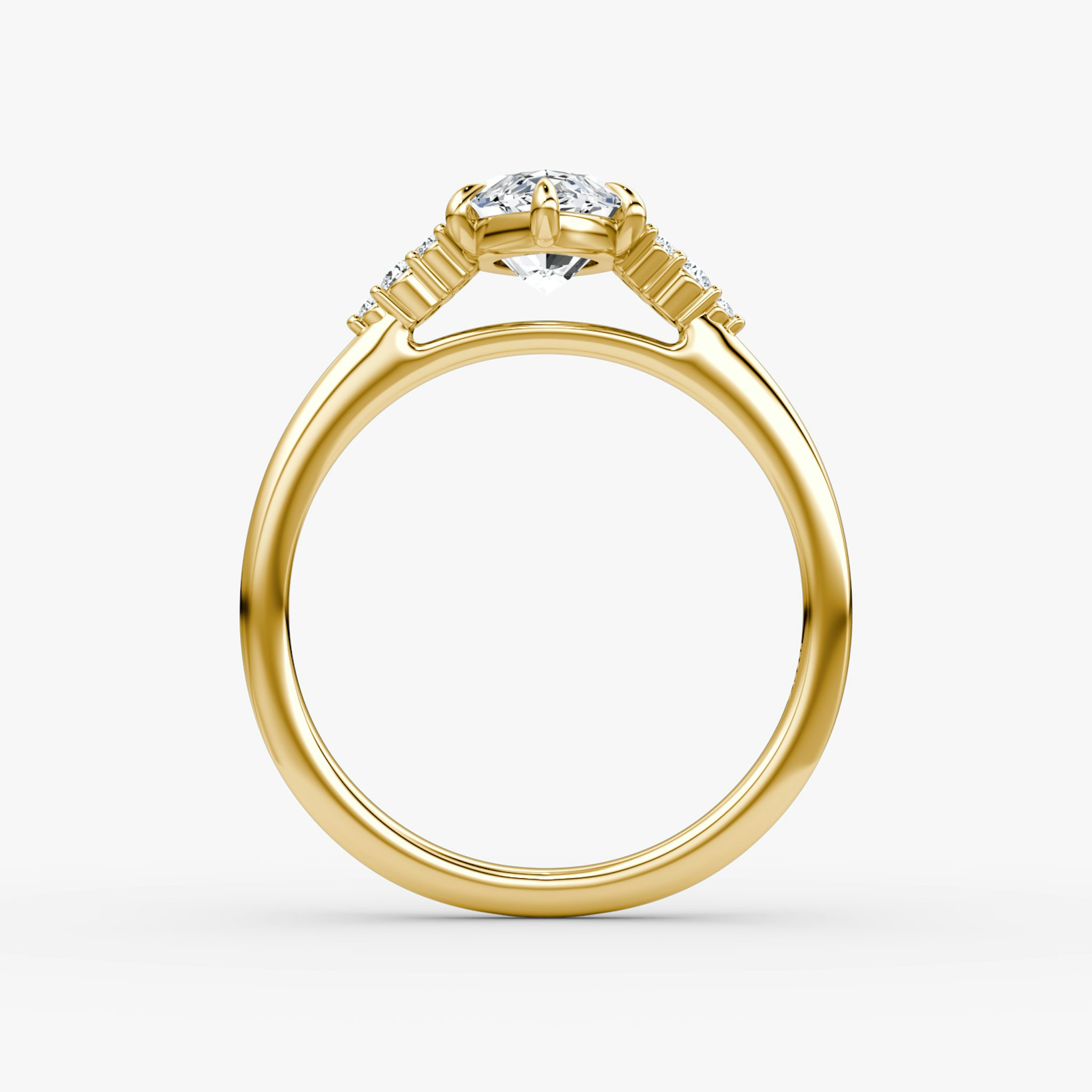 The Side Cluster Cathedral | Marquise | 18k | Yellow Gold | bandAccent: Plain | diamondOrientation: vertical | caratWeight: other