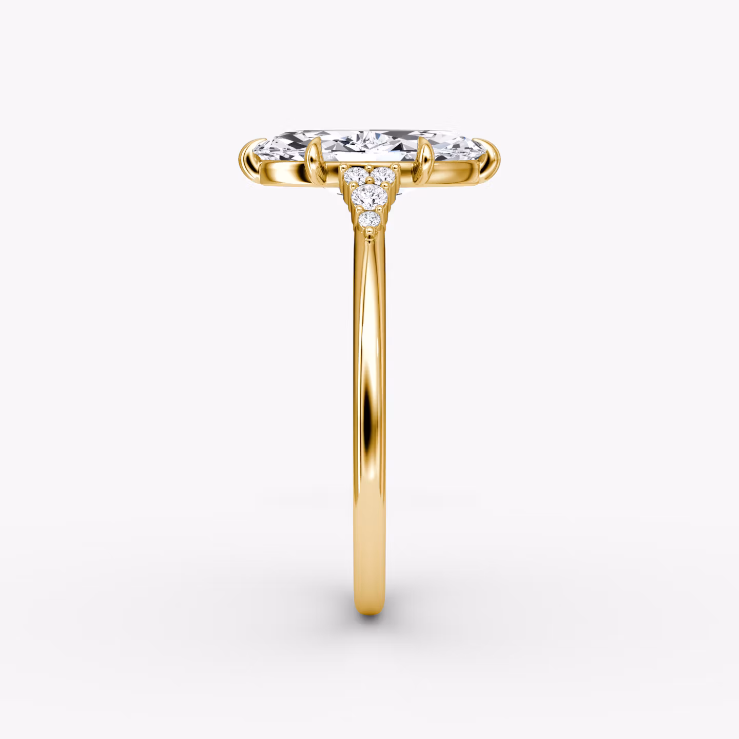 The Side Cluster Cathedral | Marquise | 18k | Yellow Gold | bandAccent: Plain | diamondOrientation: vertical | caratWeight: other