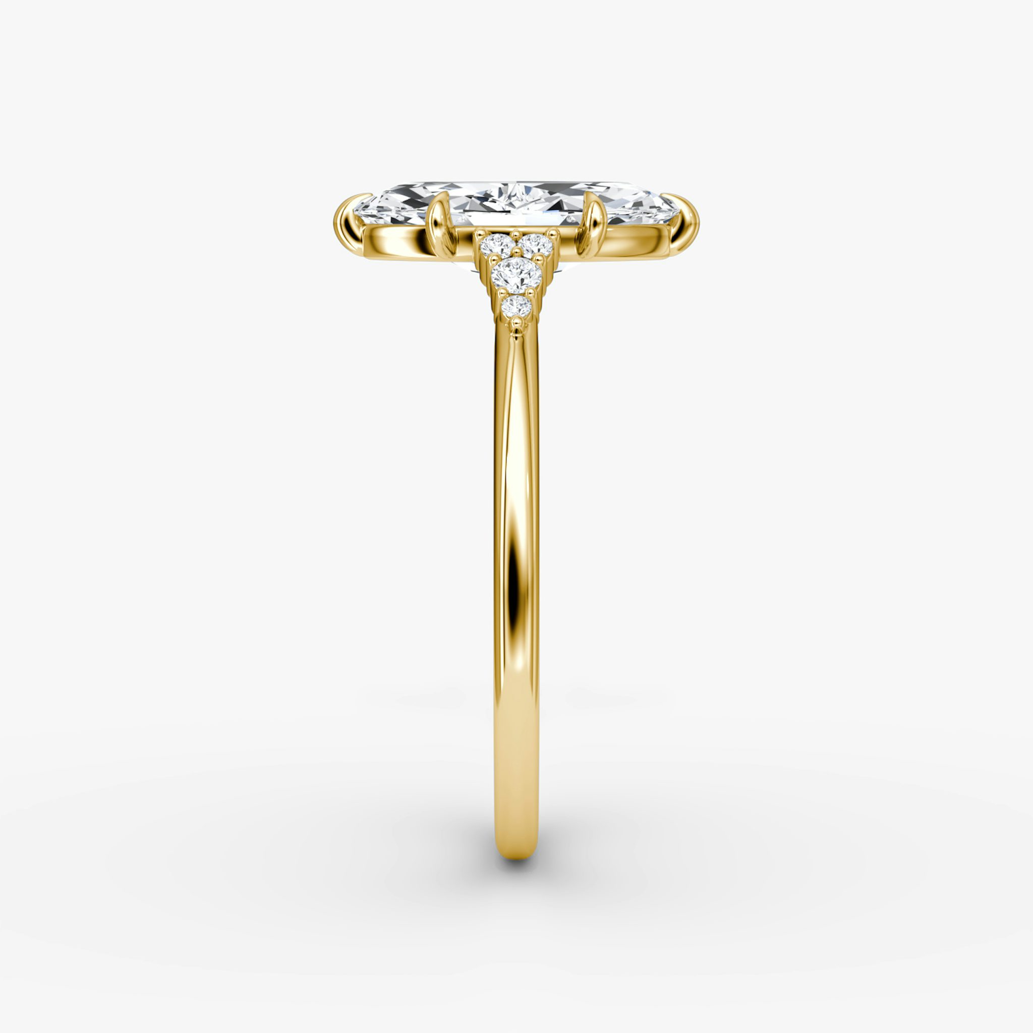 The Side Cluster Cathedral | Marquise | 18k | Yellow Gold | bandAccent: Plain | diamondOrientation: vertical | caratWeight: other