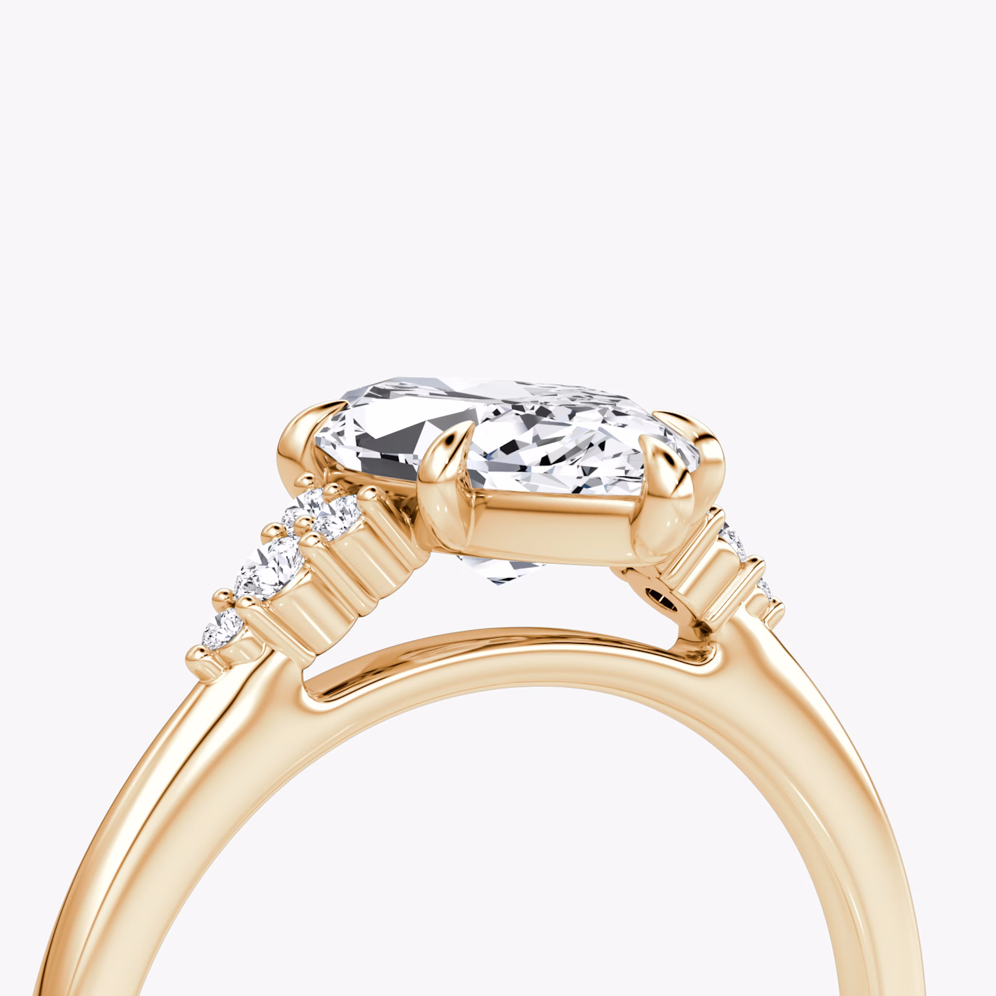 The Side Cluster Cathedral | Marquise | 14k | Rose Gold | bandAccent: Plain | diamondOrientation: vertical | caratWeight: other
