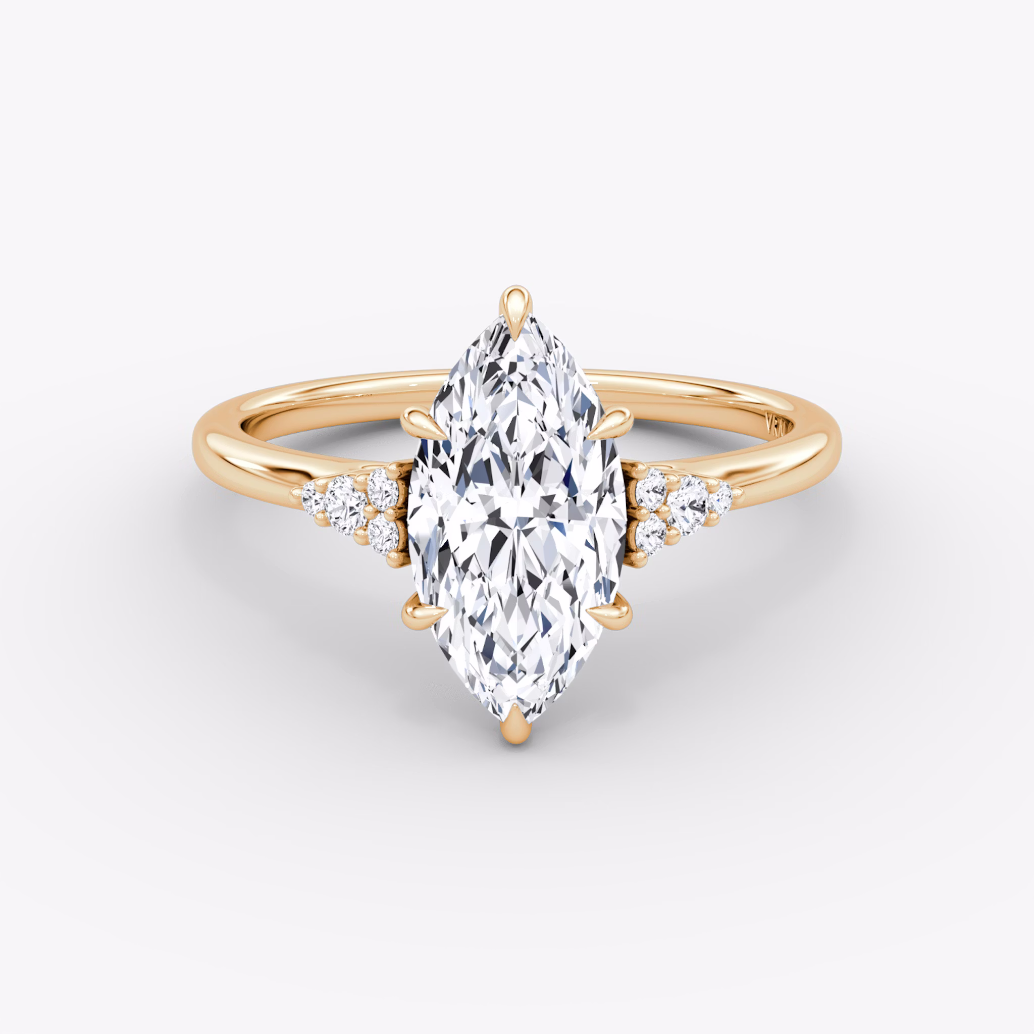 The Side Cluster Cathedral | Marquise | 14k | Rose Gold | bandAccent: Plain | diamondOrientation: vertical | caratWeight: other
