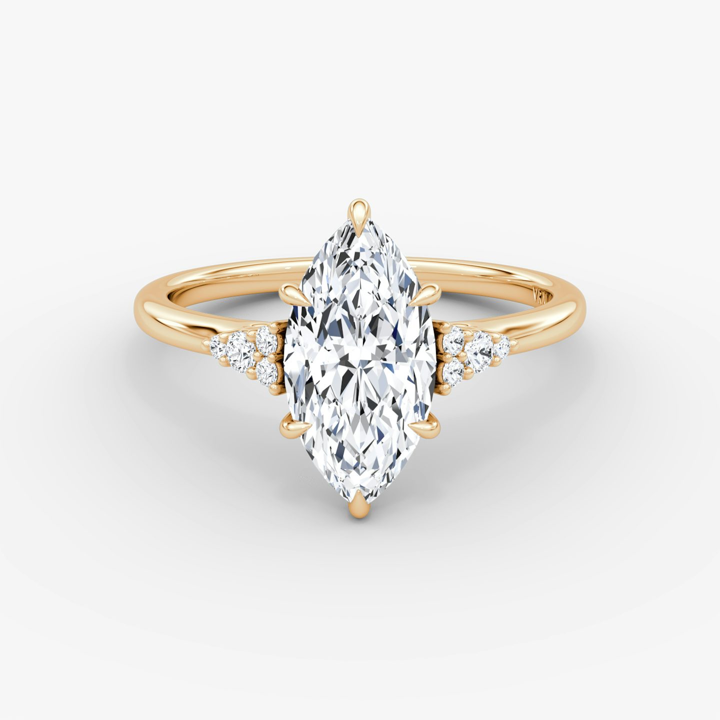 The Side Cluster Cathedral | Marquise | 14k | Rose Gold | bandAccent: Plain | diamondOrientation: vertical | caratWeight: other