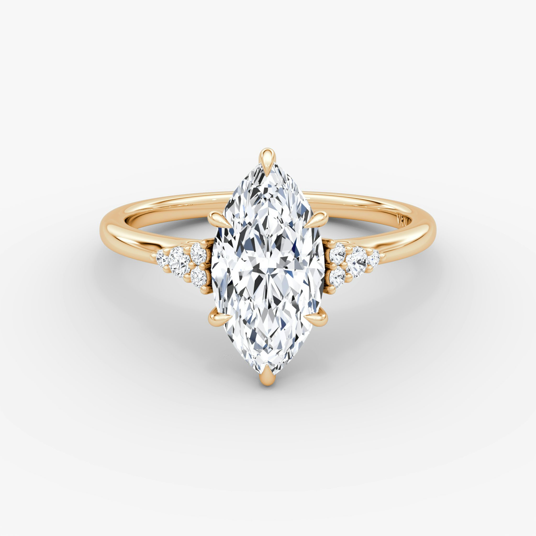 The Side Cluster Cathedral | Marquise | 14k | Rose Gold | bandAccent: Plain | diamondOrientation: vertical | caratWeight: other