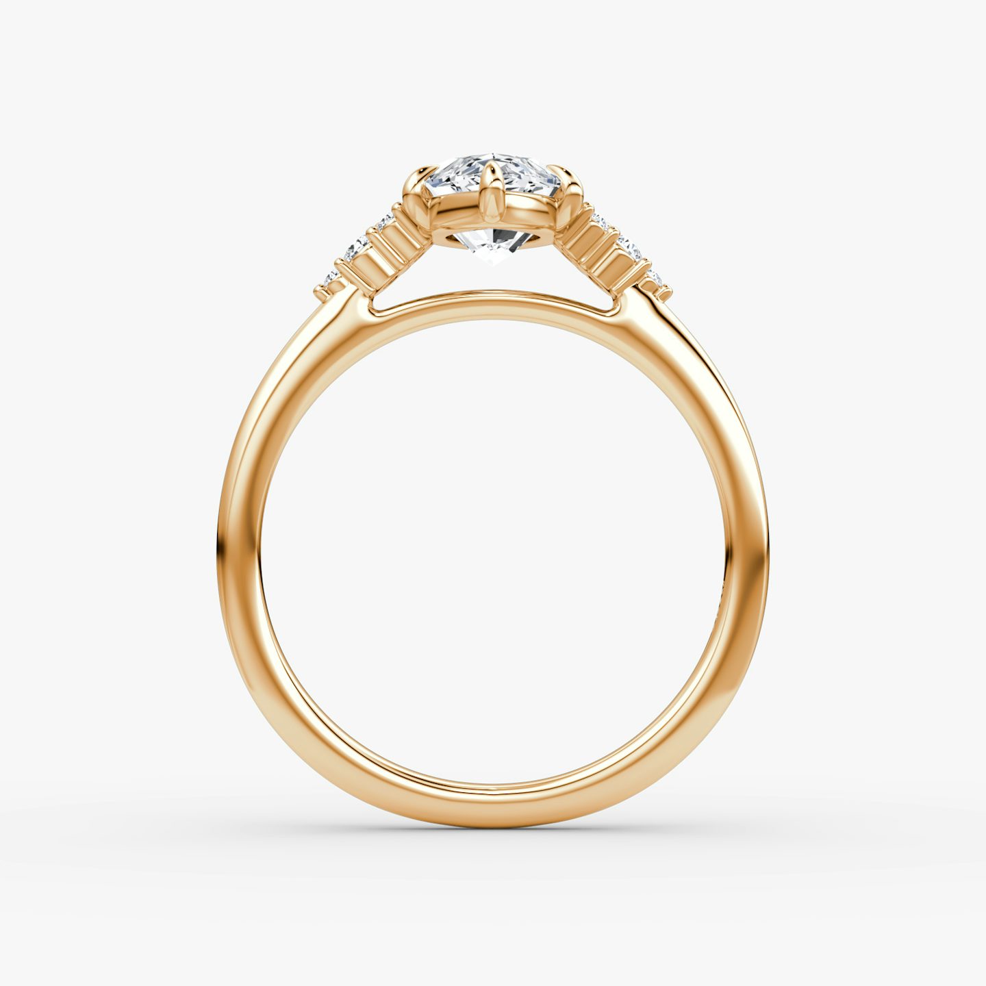 The Side Cluster Cathedral | Marquise | 14k | Rose Gold | bandAccent: Plain | diamondOrientation: vertical | caratWeight: other