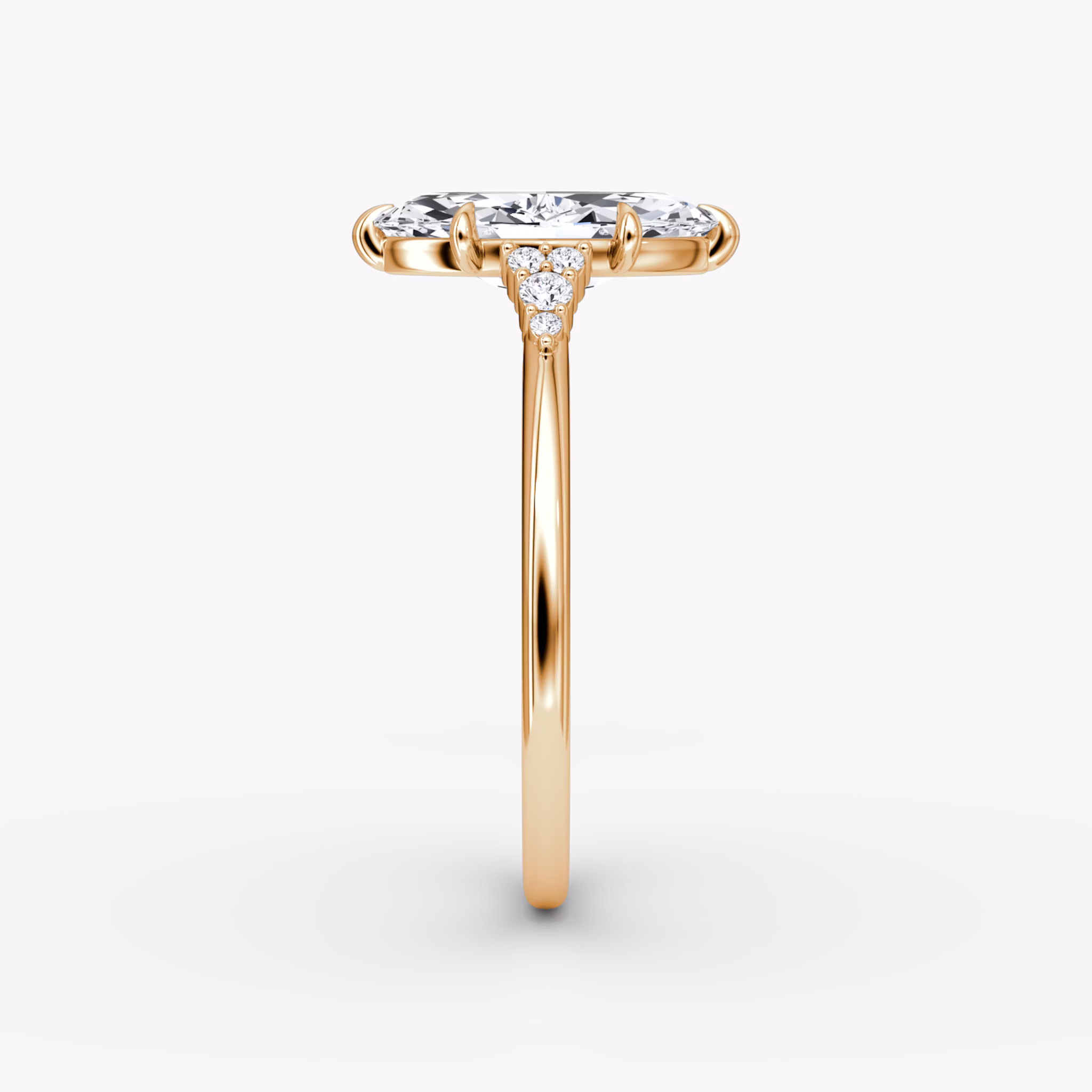 The Side Cluster Cathedral | Marquise | 14k | Rose Gold | bandAccent: Plain | diamondOrientation: vertical | caratWeight: other