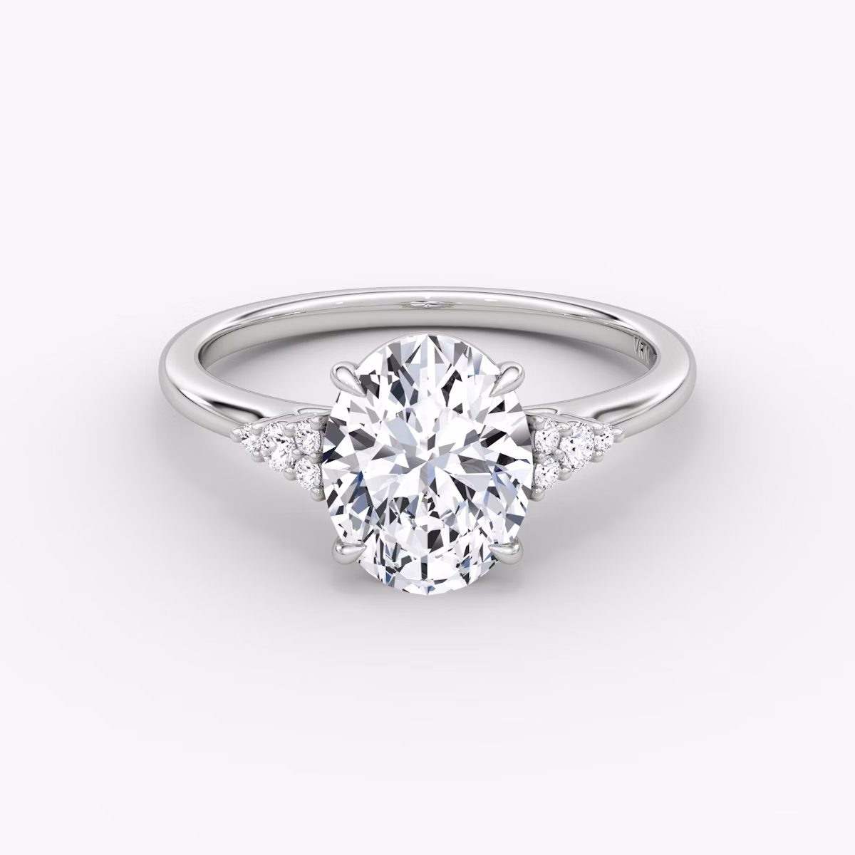 The Side Cluster Cathedral | Oval | Platinum | bandAccent: Plain | diamondOrientation: vertical | caratWeight: other