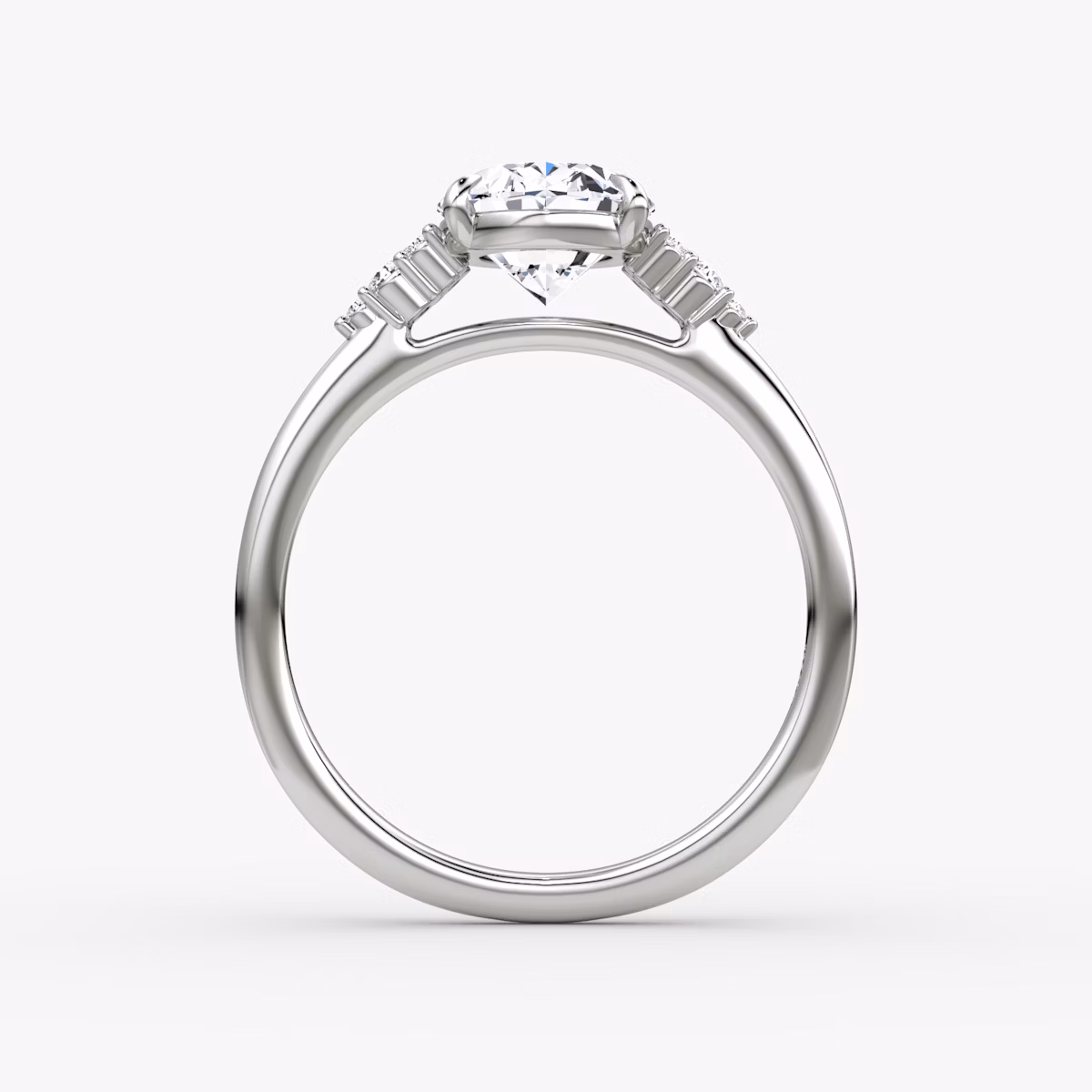 The Side Cluster Cathedral | Oval | Platinum | bandAccent: Plain | diamondOrientation: vertical | caratWeight: other