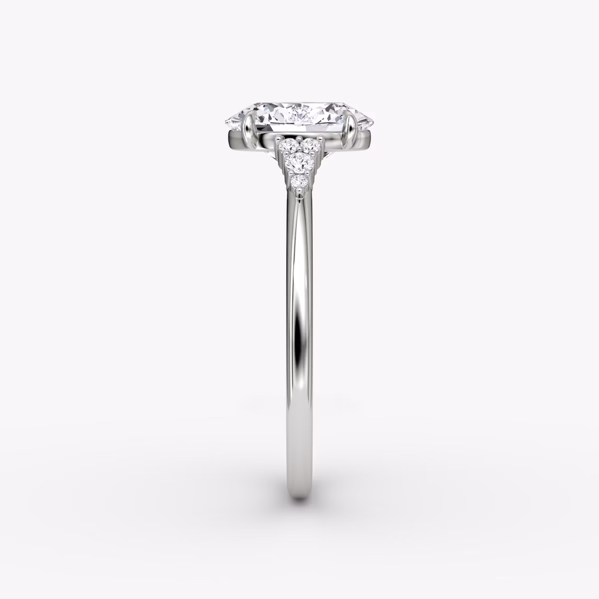 The Side Cluster Cathedral | Oval | Platinum | bandAccent: Plain | diamondOrientation: vertical | caratWeight: other