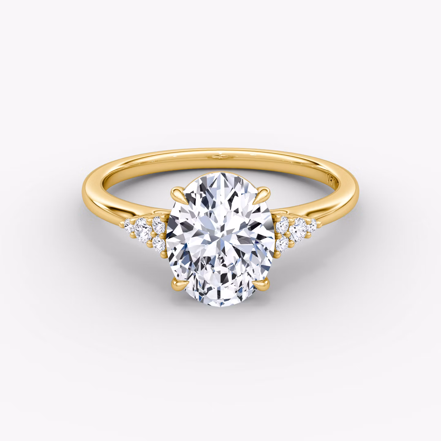 The Side Cluster Cathedral Oval | Yellow Gold