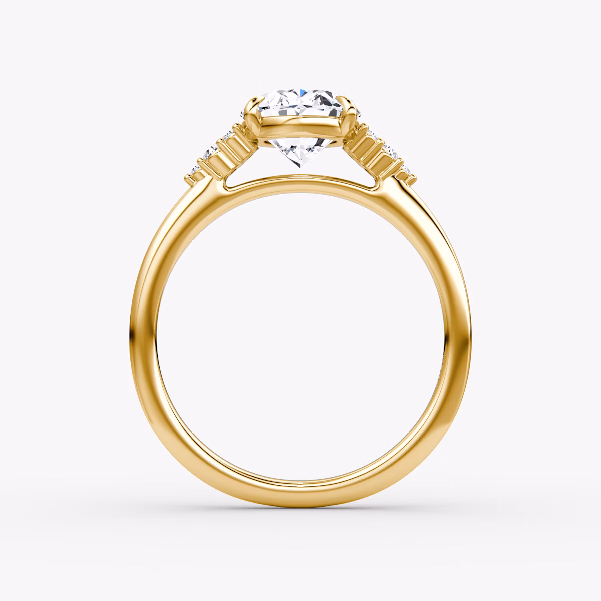 Anillo de compromiso Side Cluster Cathedral | Oval | 18k | Oro amarillo | bandAccent: Simple | diamondOrientation: vertical | caratWeight: other