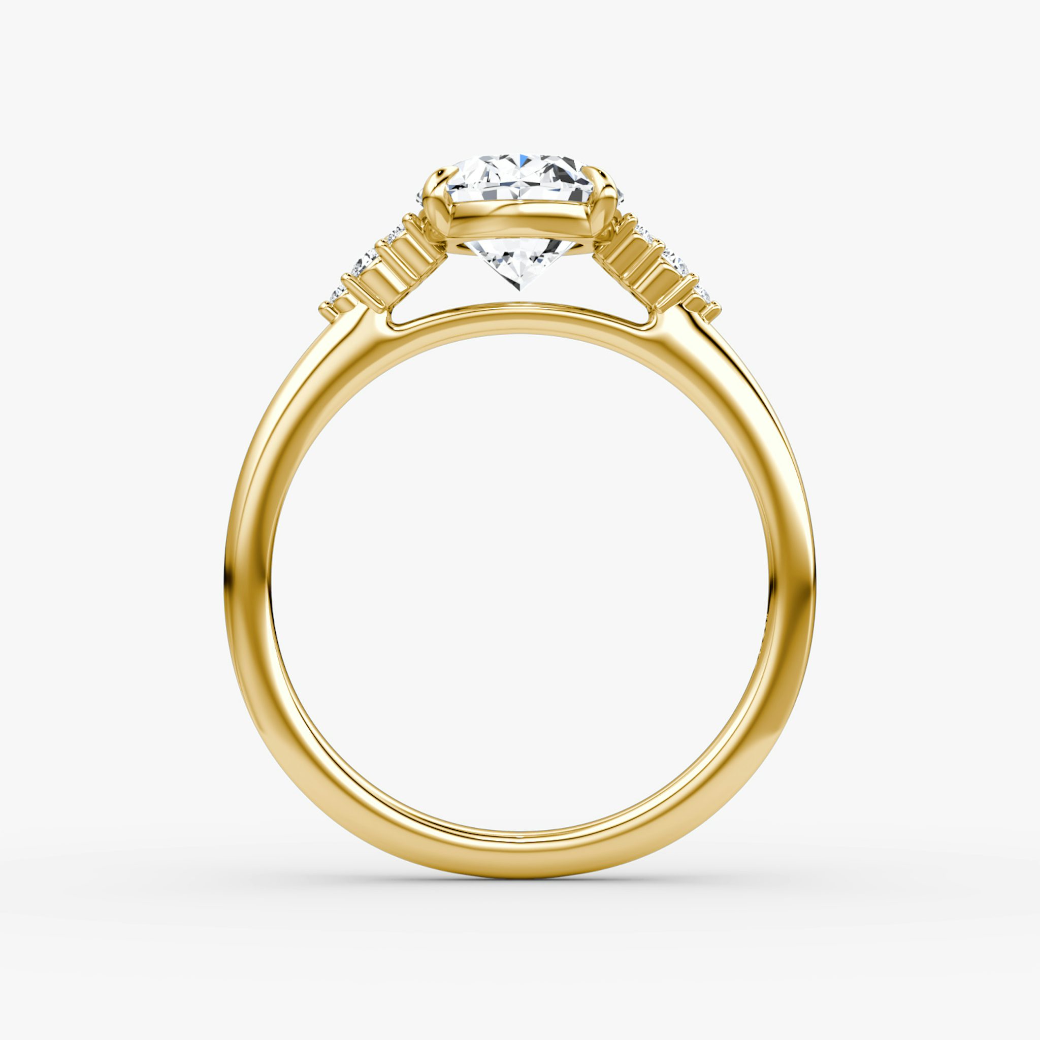The Side Cluster Cathedral | Oval | 18k | Yellow Gold | bandAccent: Plain | diamondOrientation: vertical | caratWeight: other