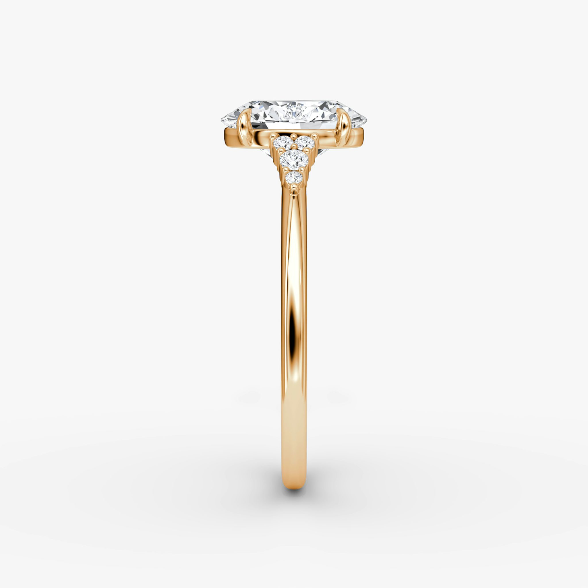 The Side Cluster Cathedral | Oval | 14k | Rose Gold | bandAccent: Plain | diamondOrientation: vertical | caratWeight: other
