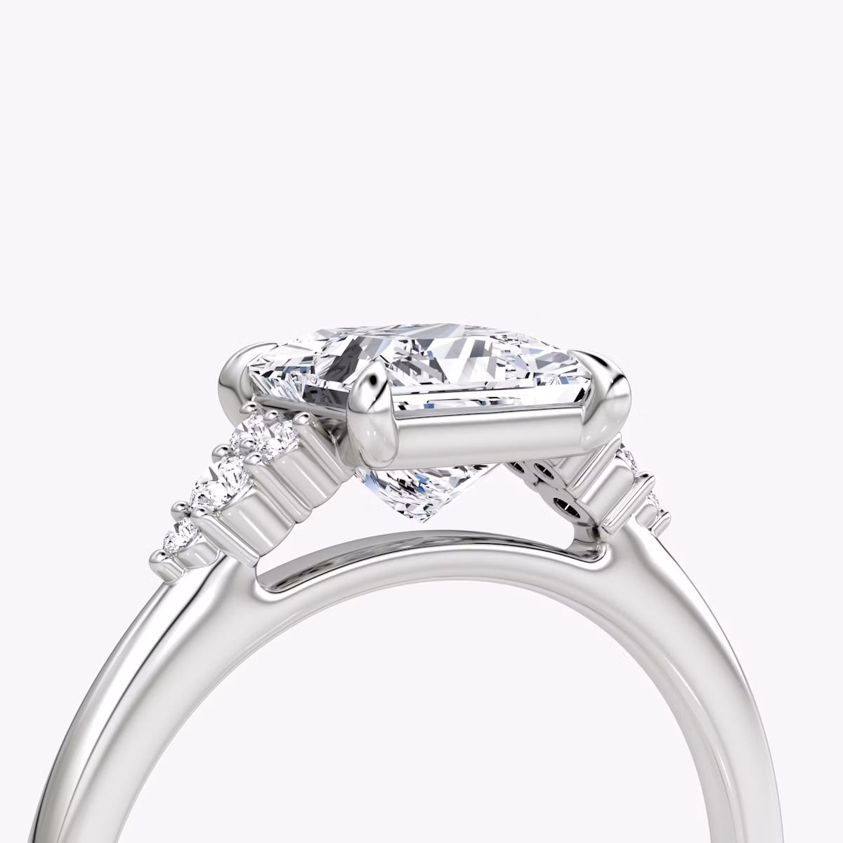 The Side Cluster Cathedral | Princess | Platinum | bandAccent: Plain | diamondOrientation: vertical | caratWeight: other