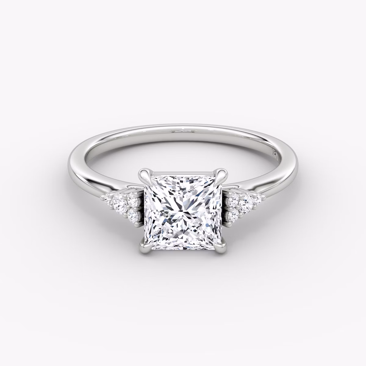 The Side Cluster Cathedral | Princess | Platinum | bandAccent: Plain | diamondOrientation: vertical | caratWeight: other