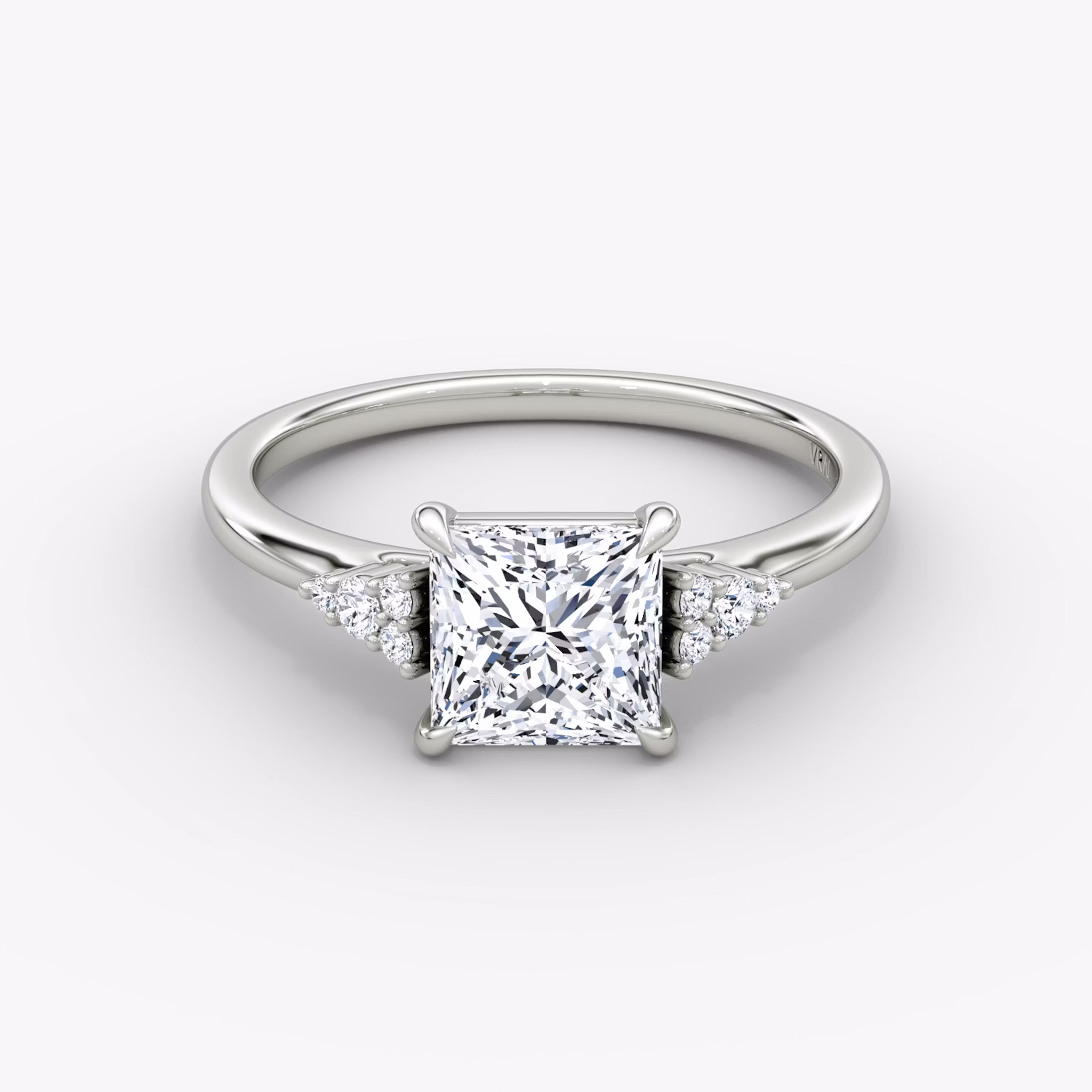 The Side Cluster Cathedral Princess | White Gold