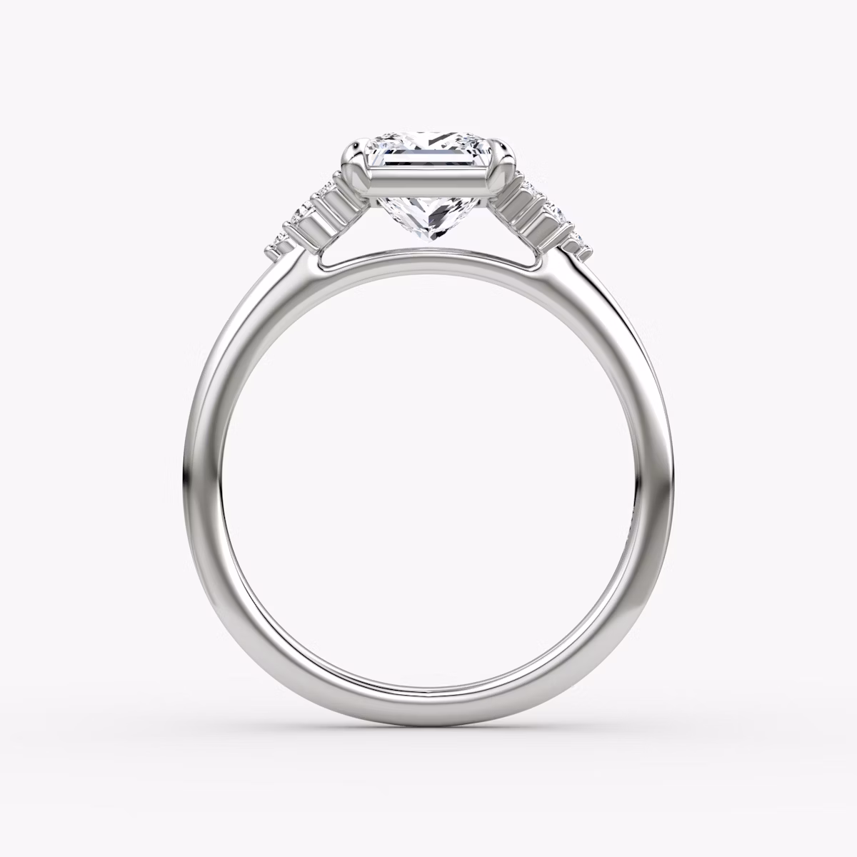 The Side Cluster Cathedral | Princess | Platinum | bandAccent: Plain | diamondOrientation: vertical | caratWeight: other