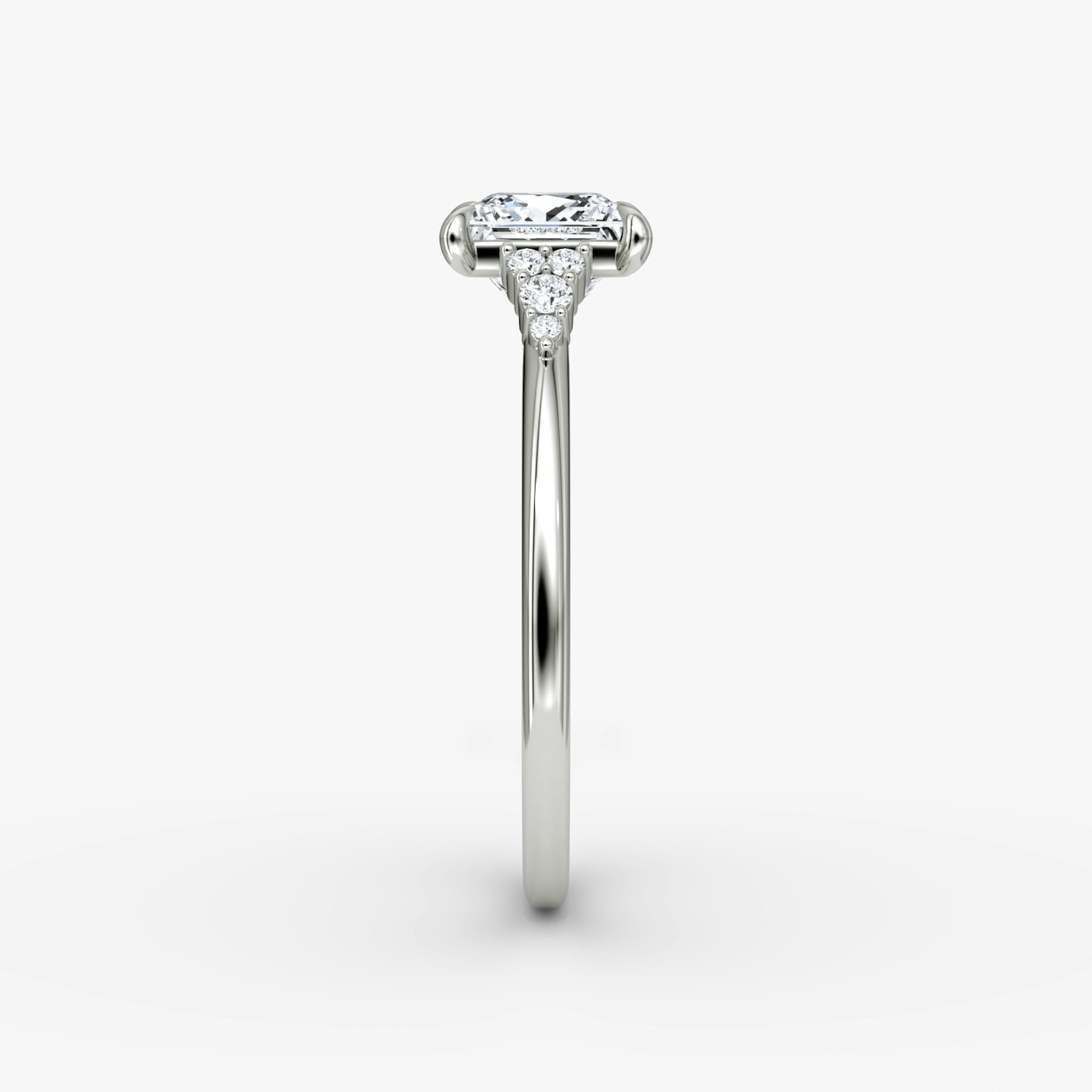 The Side Cluster Cathedral | Princess | 18k | White Gold | bandAccent: Plain | diamondOrientation: vertical | caratWeight: other