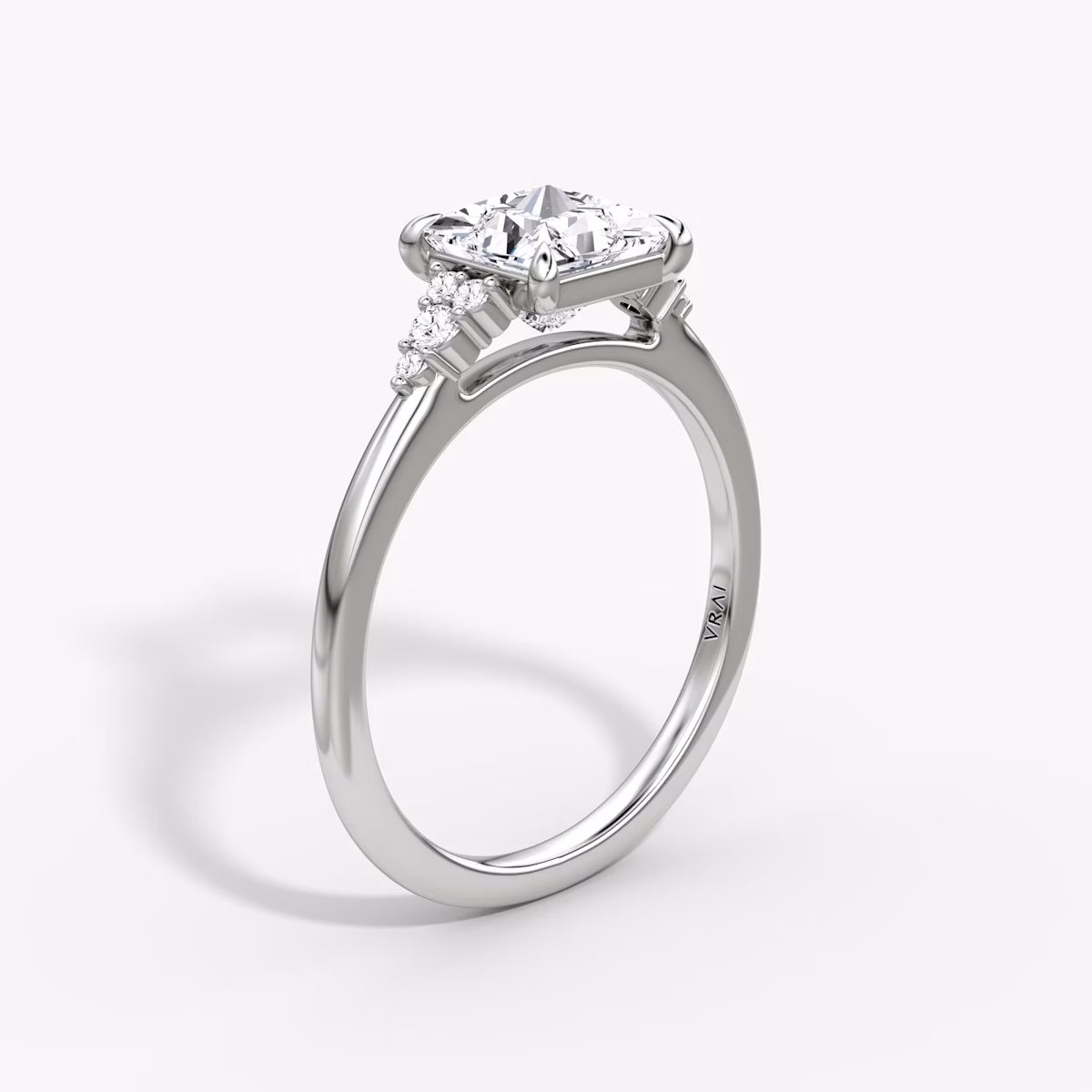 The Side Cluster Cathedral | Princess | Platinum | bandAccent: Plain | diamondOrientation: vertical | caratWeight: other