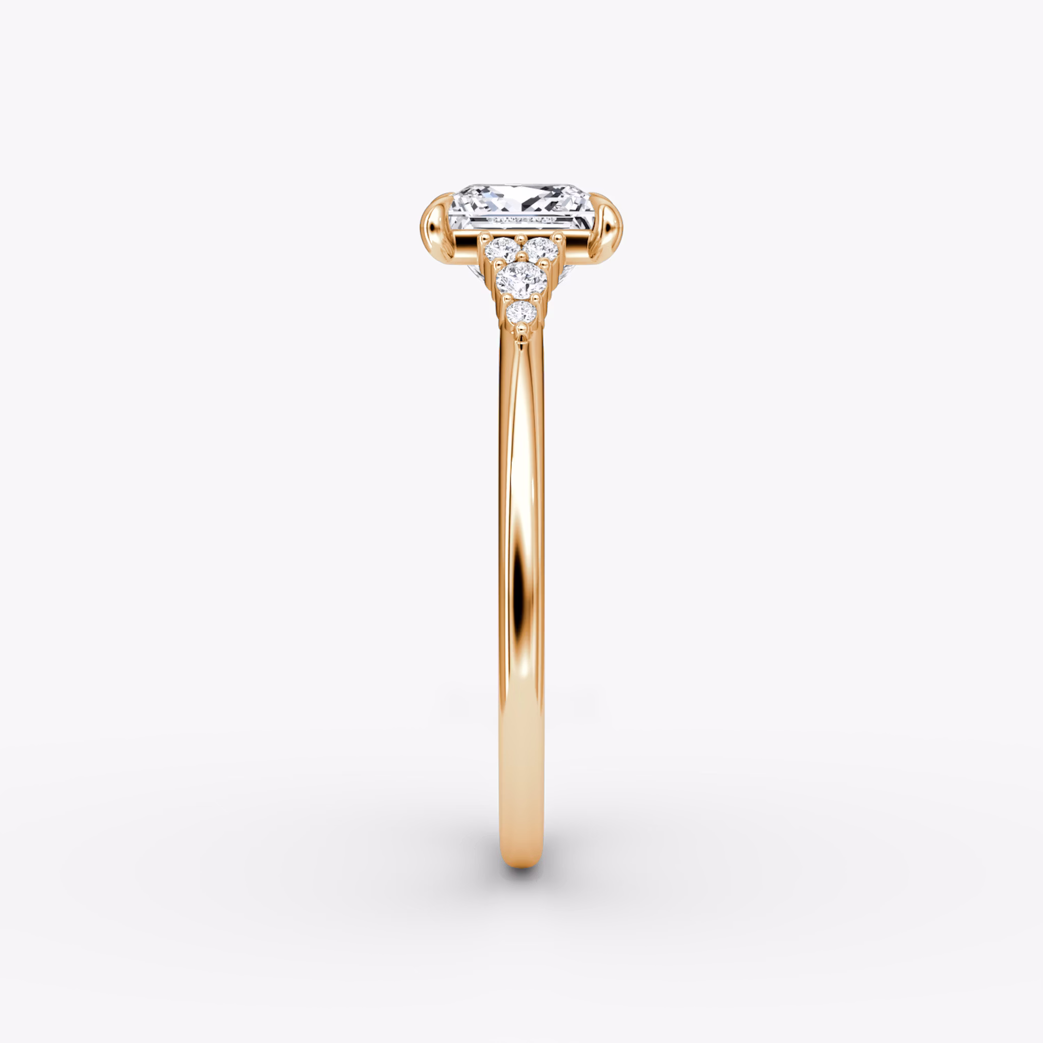 The Side Cluster Cathedral | Princess | 14k | Rose Gold | bandAccent: Plain | diamondOrientation: vertical | caratWeight: other