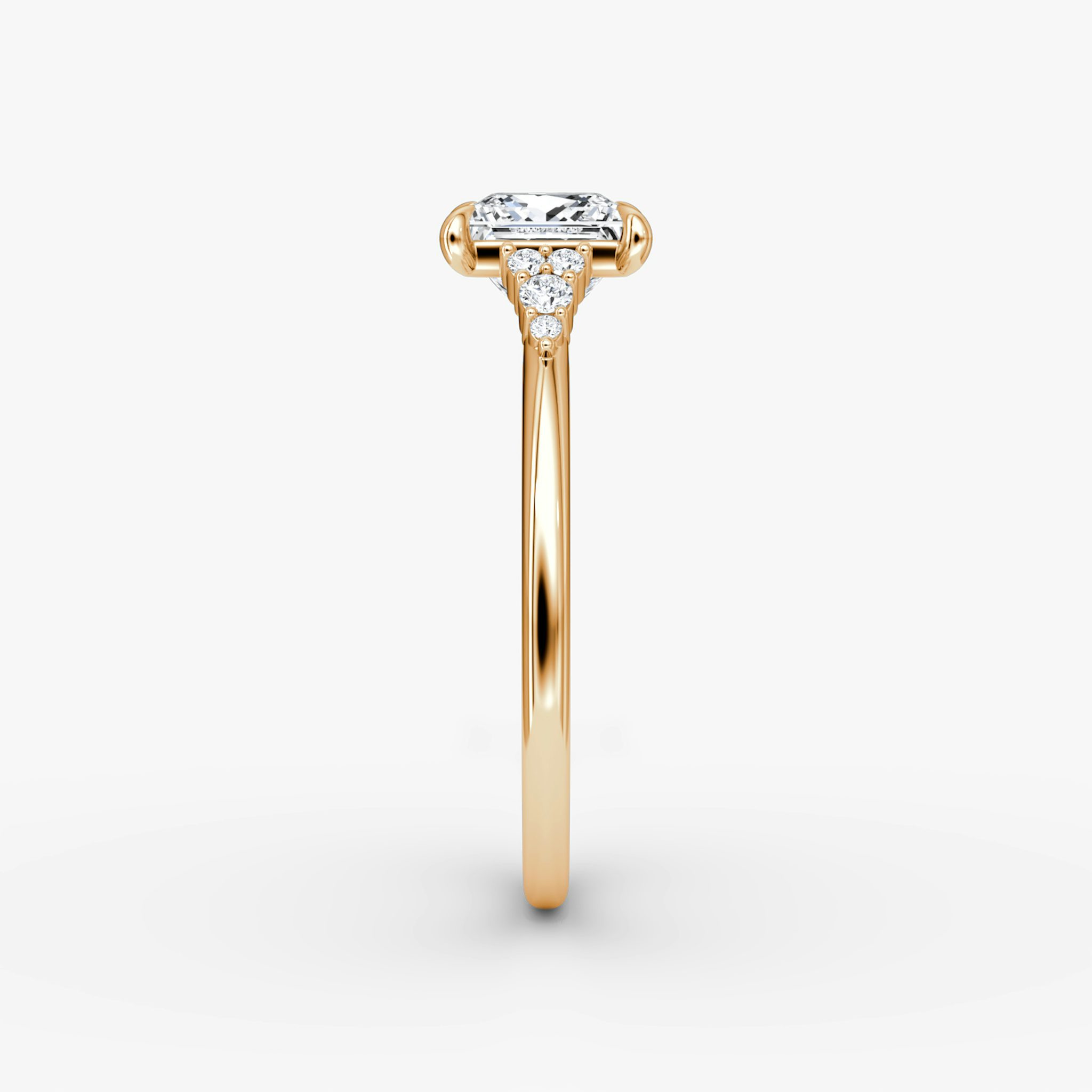The Side Cluster Cathedral | Princess | 14k | Rose Gold | bandAccent: Plain | diamondOrientation: vertical | caratWeight: other