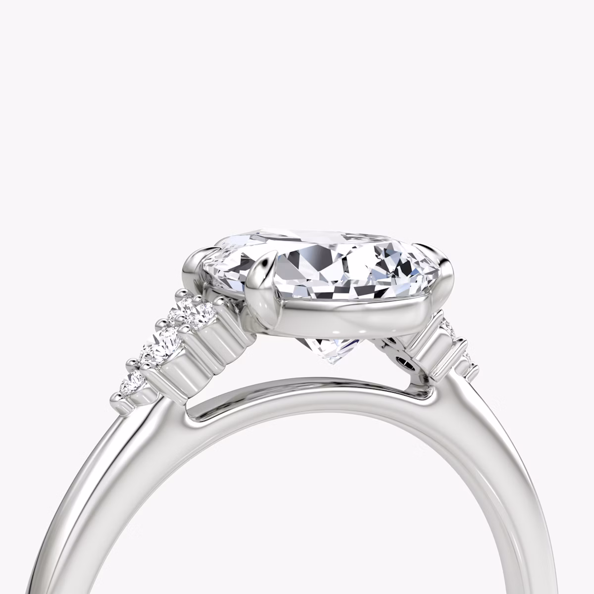 The Side Cluster Cathedral | Pear | Platinum | bandAccent: Plain | diamondOrientation: vertical | caratWeight: other